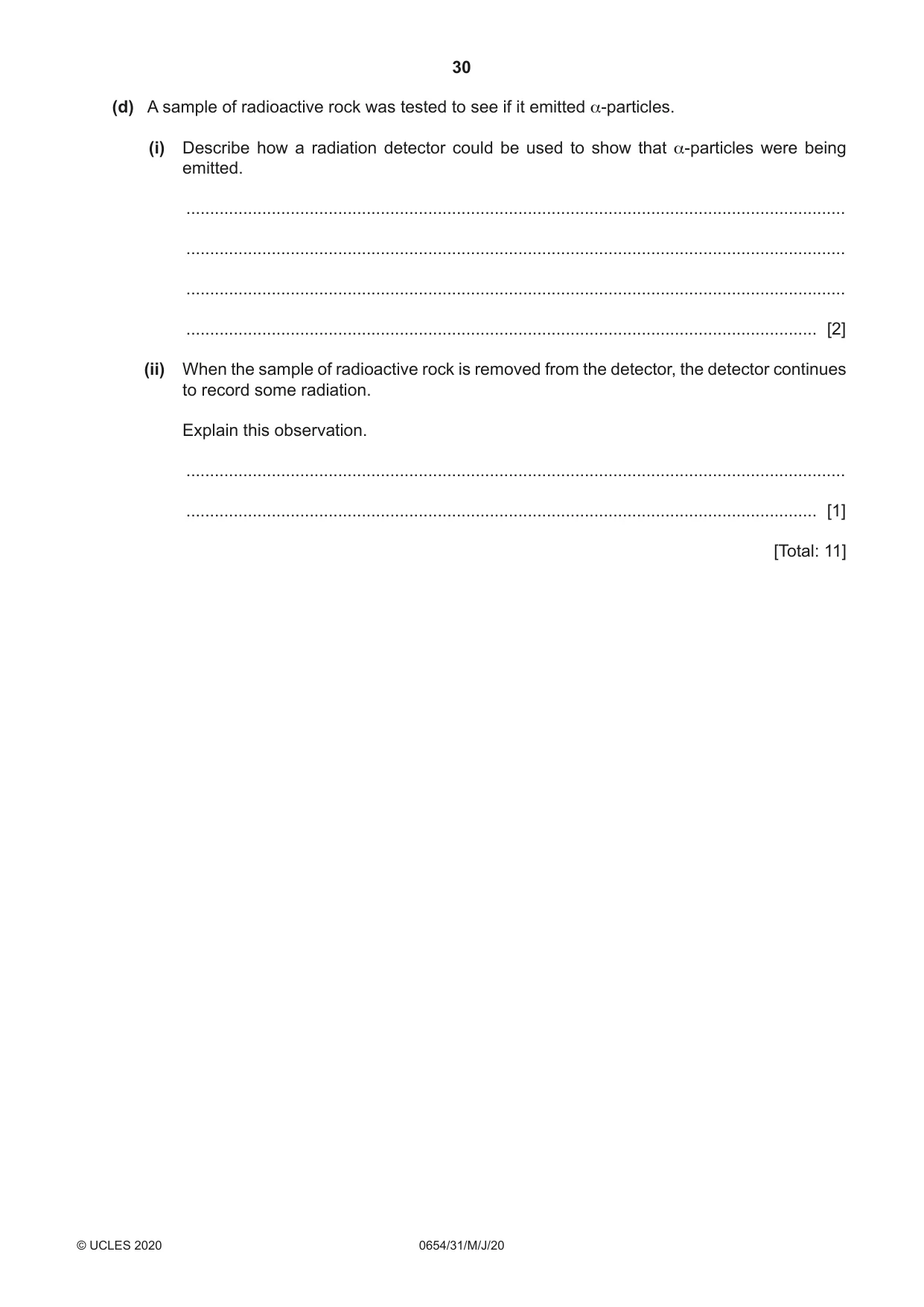 Cambridge IGCSE Sciences - Co-ordinated (Double) 0654 2020 May/June Paper 3 · Variant 1 question paper, page 30 of 32