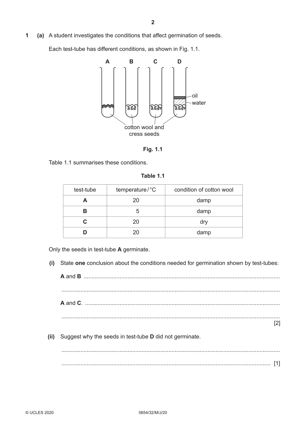 Cambridge IGCSE Sciences - Co-ordinated (Double) 0654 2020 May/June Paper 3 · Variant 2 question paper, page 2 of 32