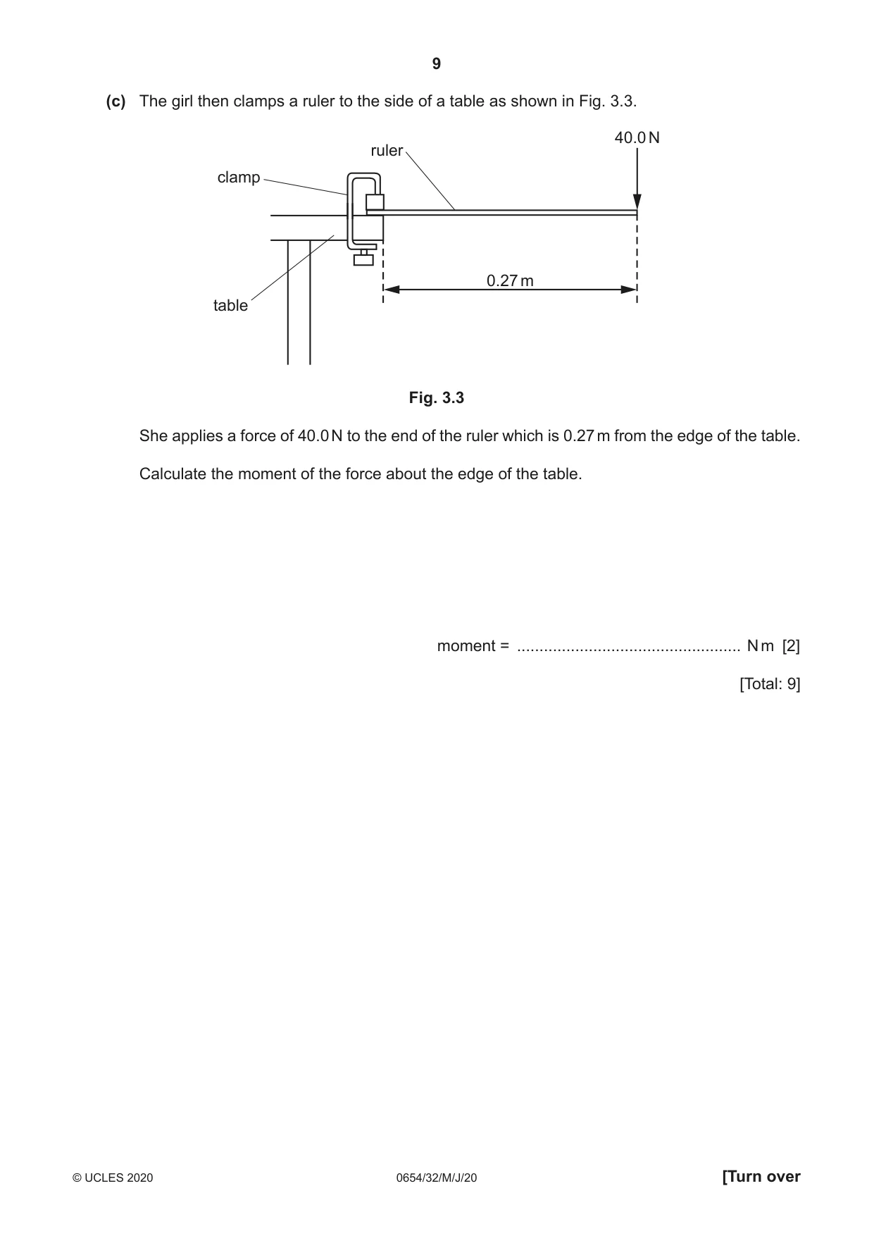 Cambridge IGCSE Sciences - Co-ordinated (Double) 0654 2020 May/June Paper 3 · Variant 2 question paper, page 9 of 32
