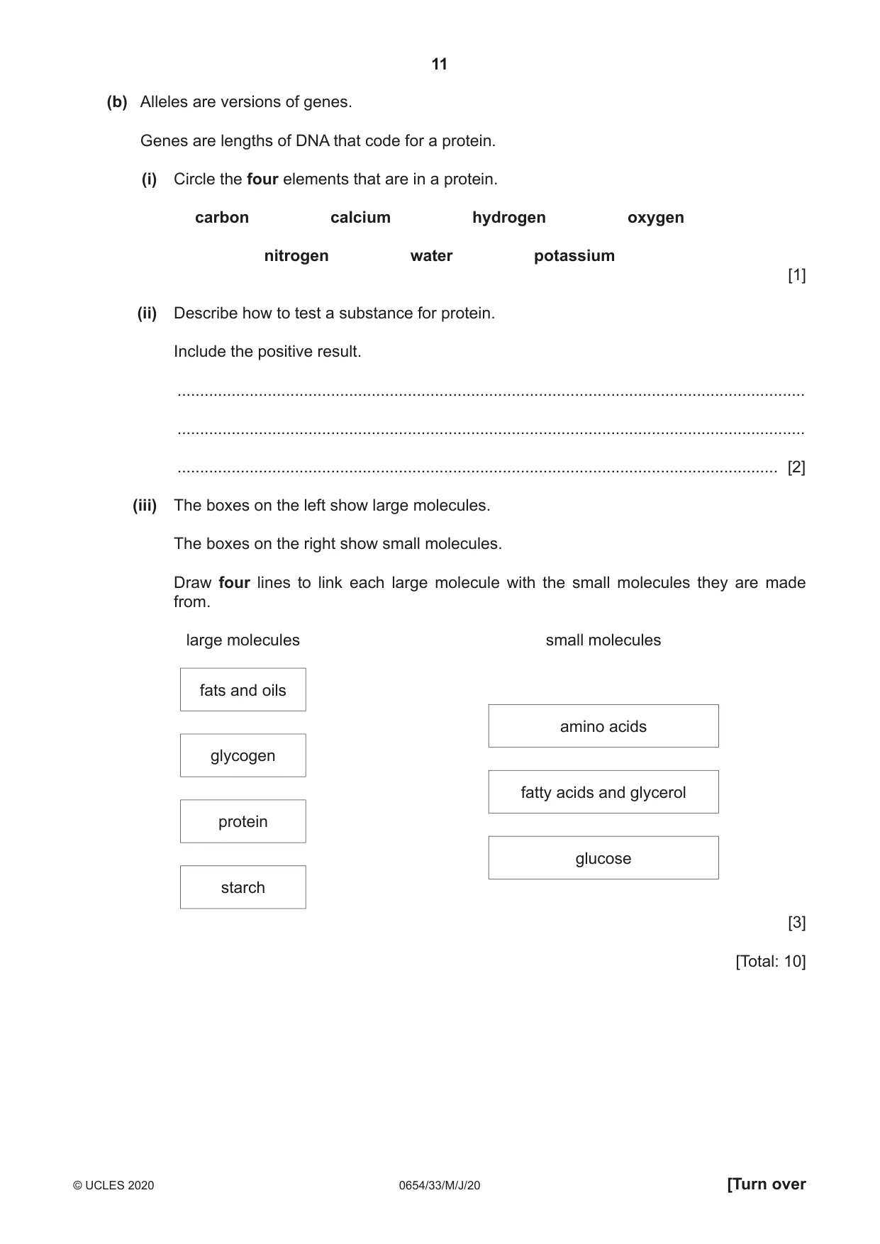 Cambridge IGCSE Sciences - Co-ordinated (Double) 0654 2020 May/June Paper 3 · Variant 3 question paper, page 11 of 32
