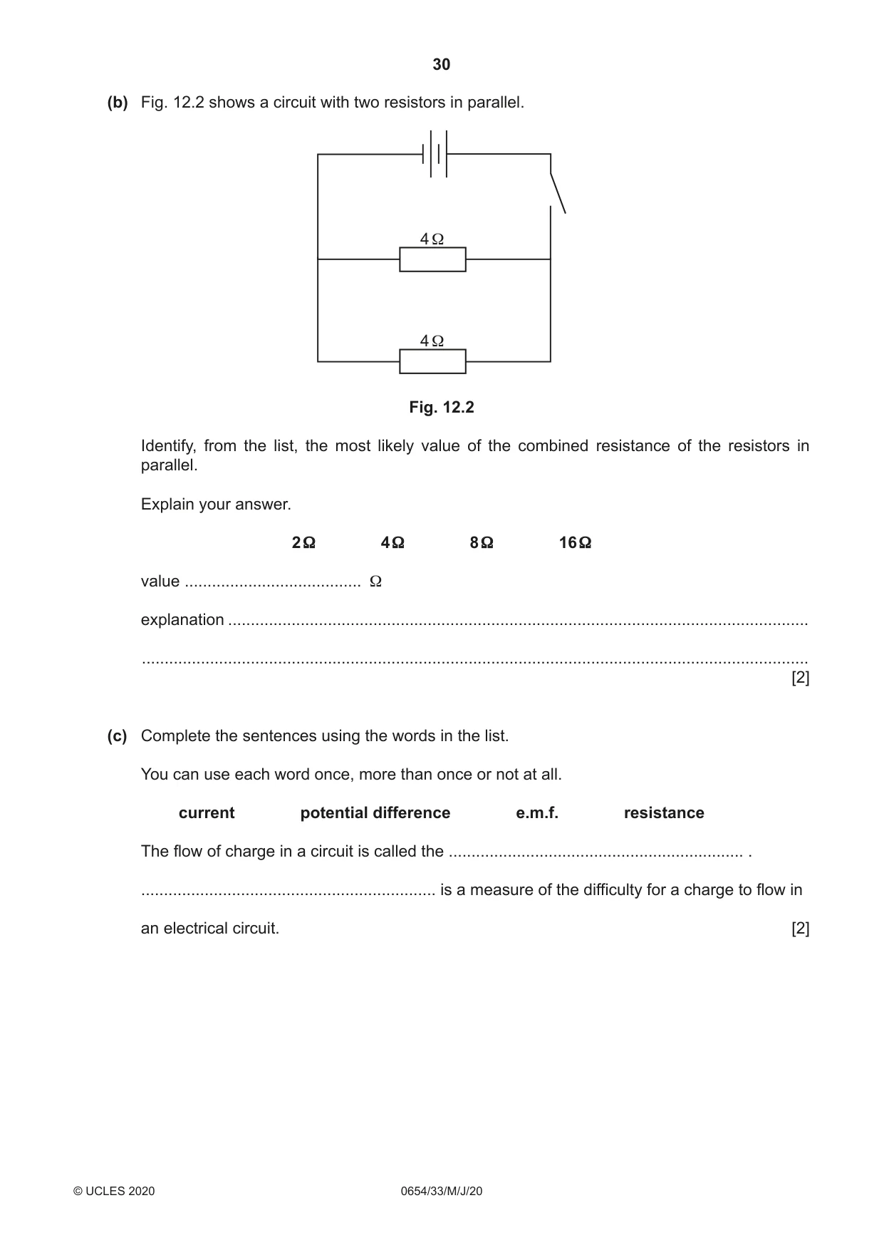 Cambridge IGCSE Sciences - Co-ordinated (Double) 0654 2020 May/June Paper 3 · Variant 3 question paper, page 30 of 32
