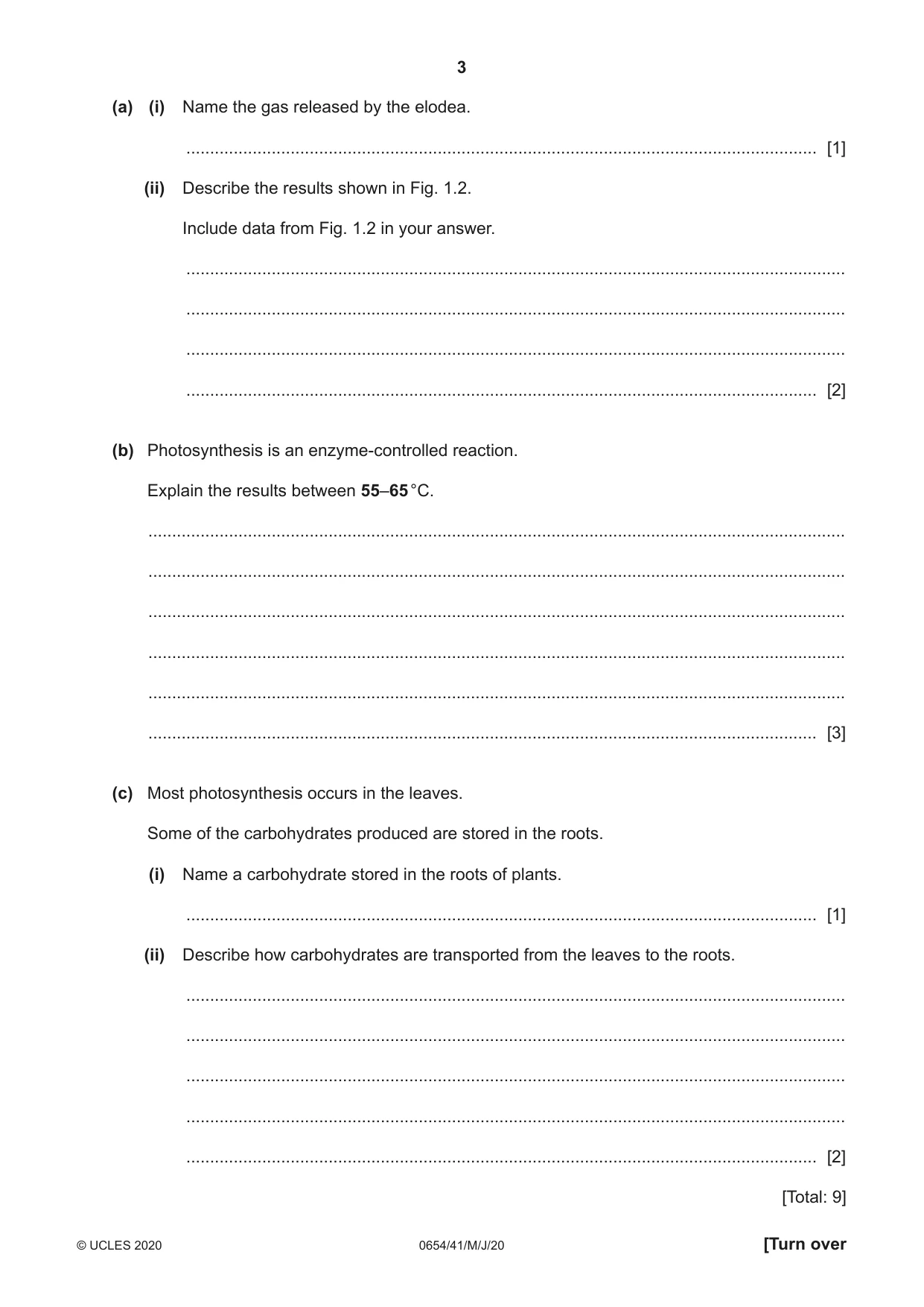 Cambridge IGCSE Sciences - Co-ordinated (Double) 0654 2020 May/June Paper 4 · Variant 1 question paper, page 3 of 32
