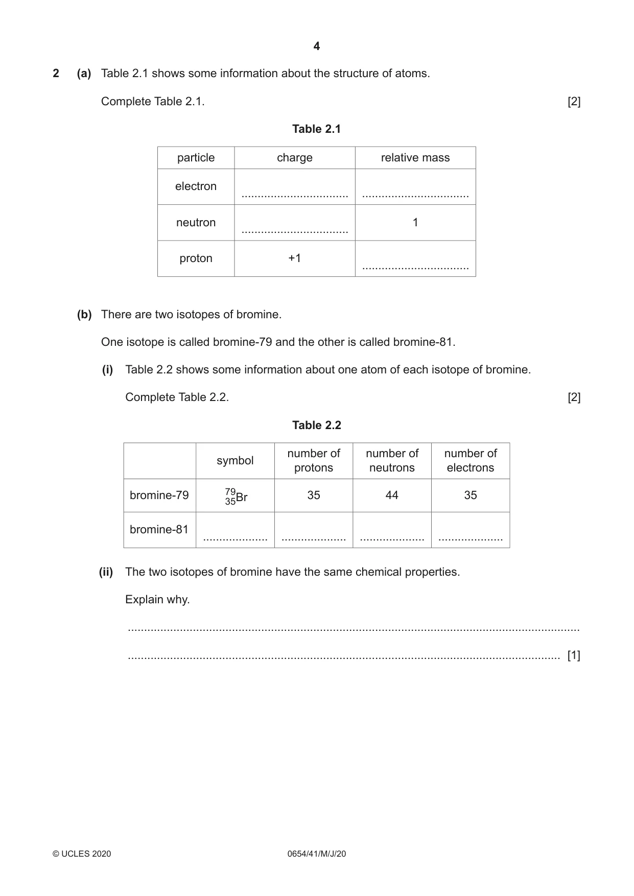 Cambridge IGCSE Sciences - Co-ordinated (Double) 0654 2020 May/June Paper 4 · Variant 1 question paper, page 4 of 32