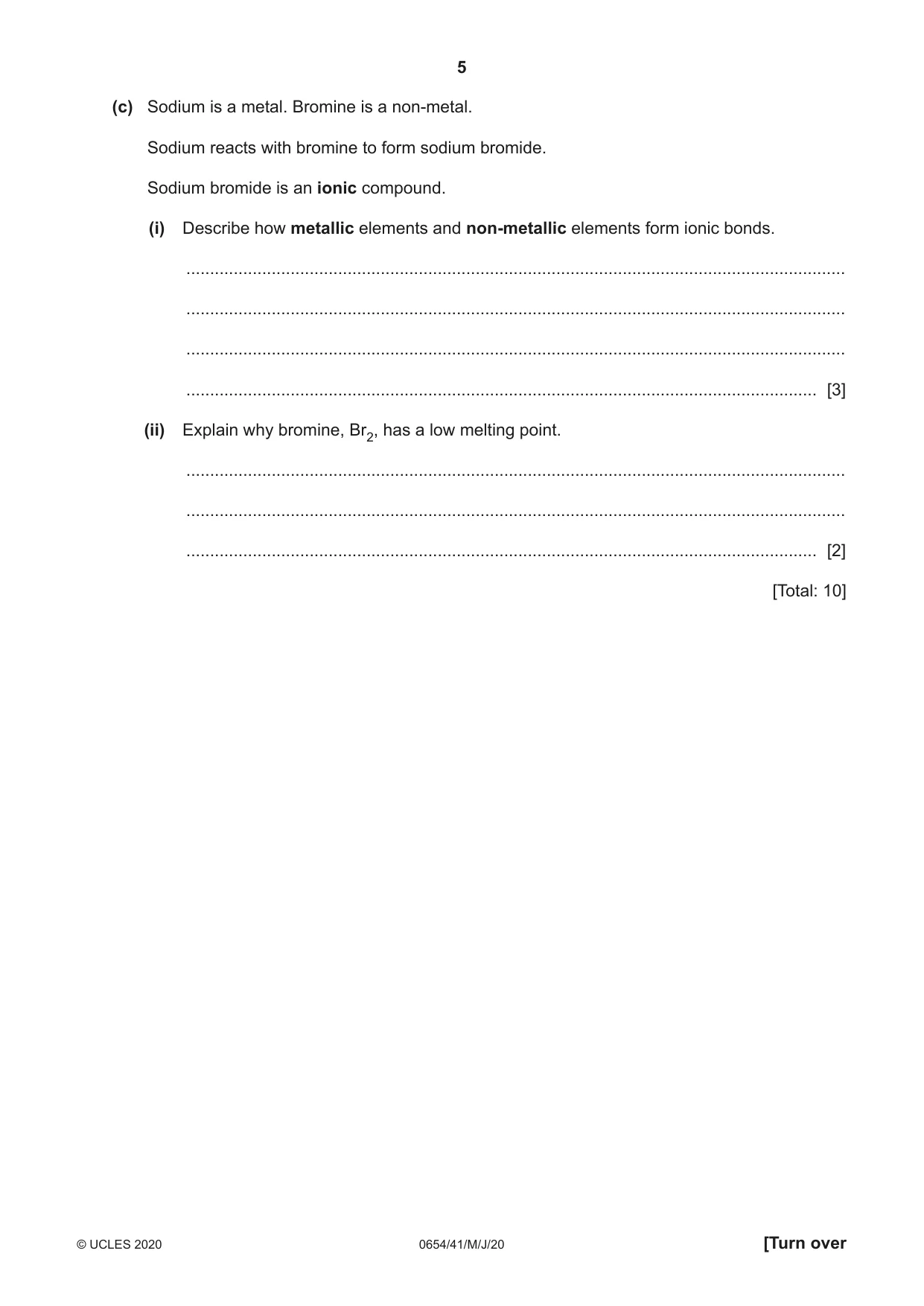 Cambridge IGCSE Sciences - Co-ordinated (Double) 0654 2020 May/June Paper 4 · Variant 1 question paper, page 5 of 32