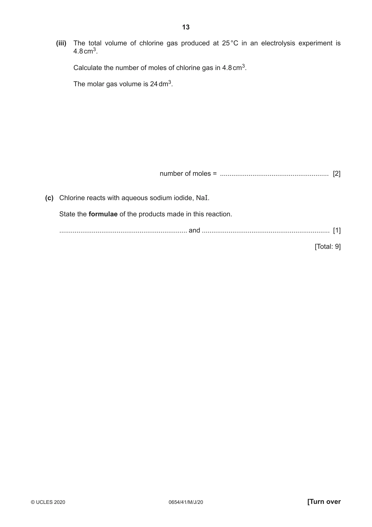 Cambridge IGCSE Sciences - Co-ordinated (Double) 0654 2020 May/June Paper 4 · Variant 1 question paper, page 13 of 32