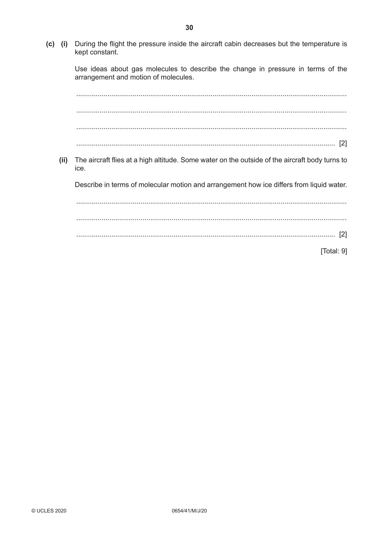 Cambridge IGCSE Sciences - Co-ordinated (Double) 0654 2020 May/June Paper 4 · Variant 1 question paper, page 30 of 32