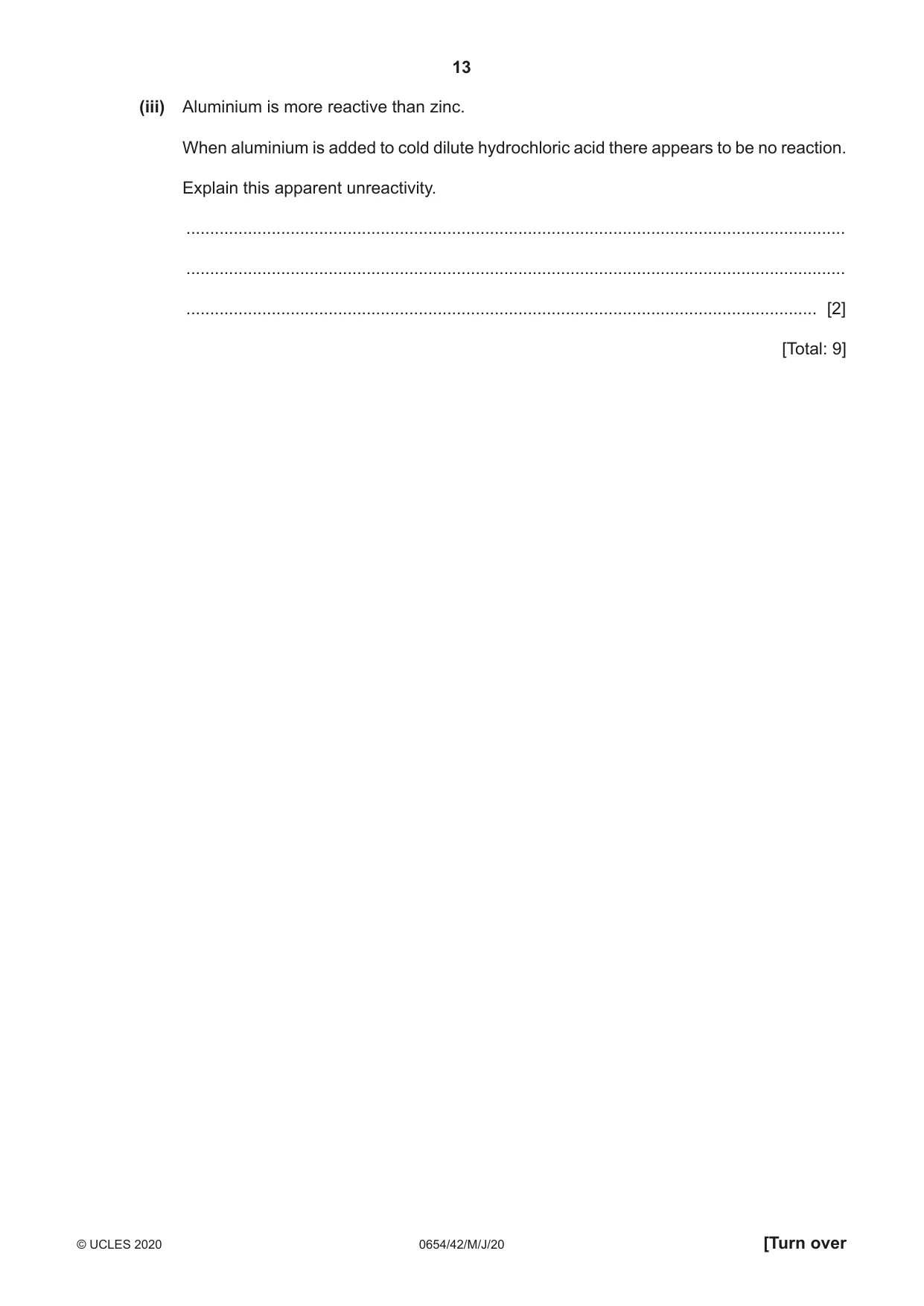 Cambridge IGCSE Sciences - Co-ordinated (Double) 0654 2020 May/June Paper 4 · Variant 2 question paper, page 13 of 32