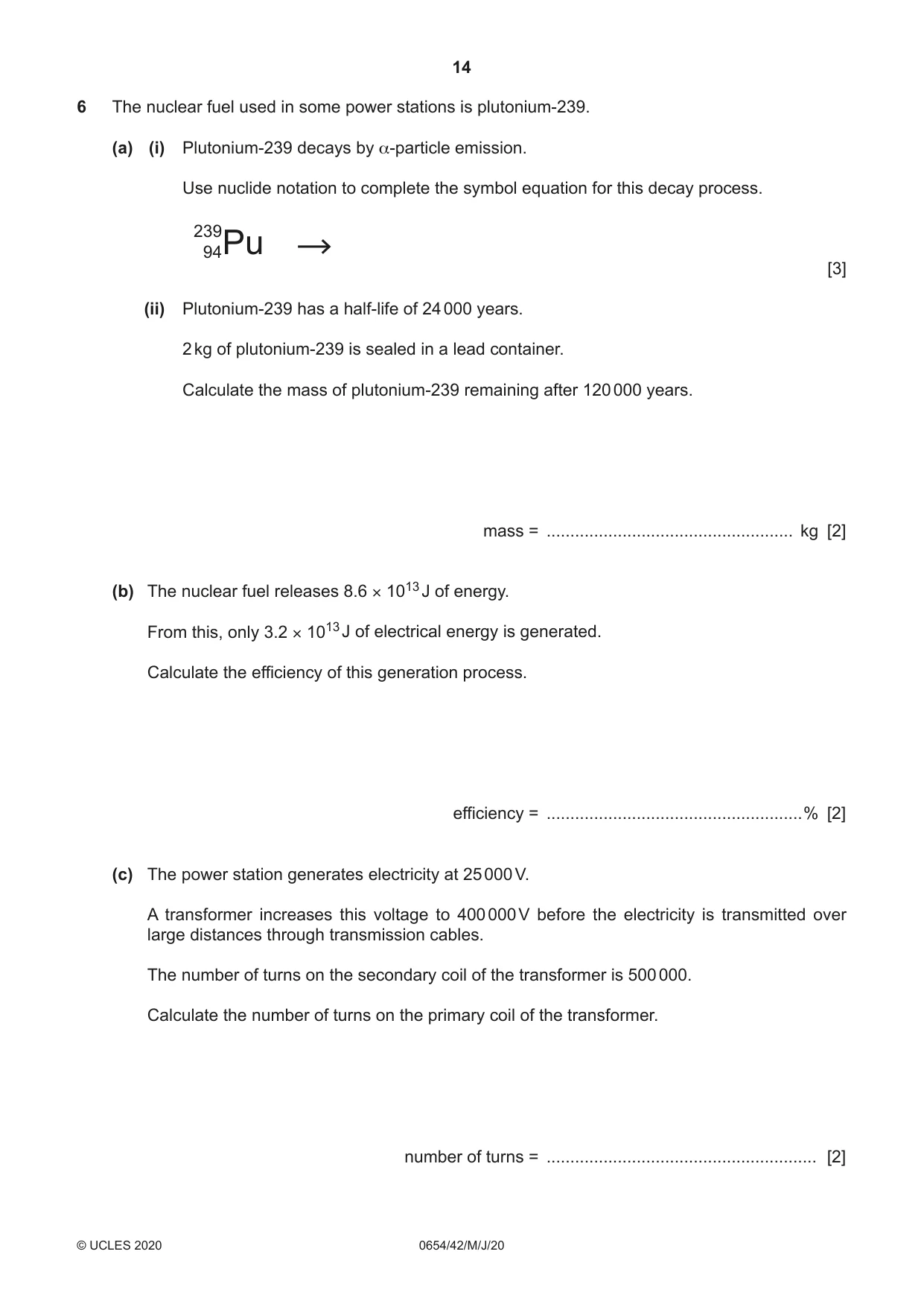 Cambridge IGCSE Sciences - Co-ordinated (Double) 0654 2020 May/June Paper 4 · Variant 2 question paper, page 14 of 32