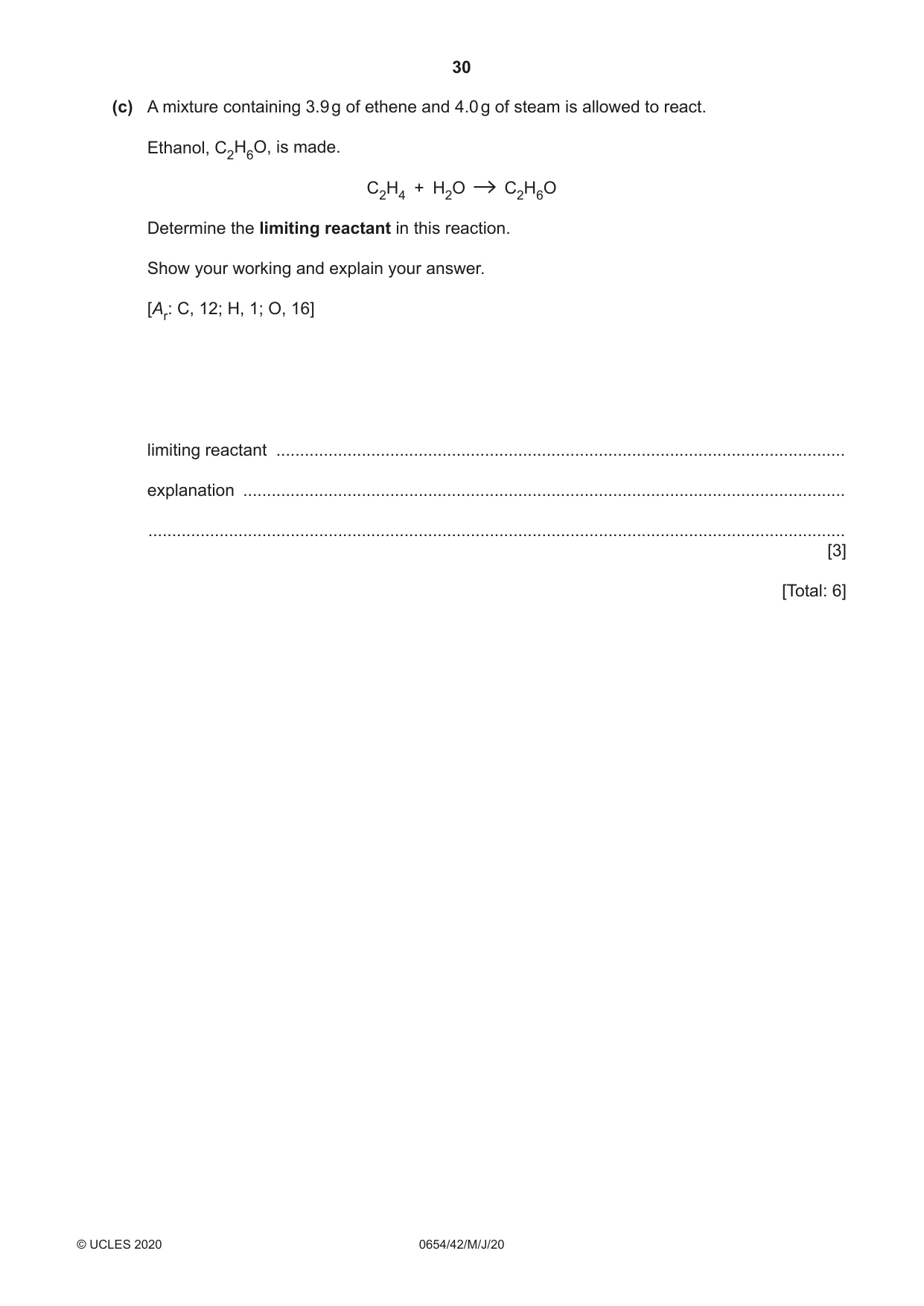 Cambridge IGCSE Sciences - Co-ordinated (Double) 0654 2020 May/June Paper 4 · Variant 2 question paper, page 30 of 32