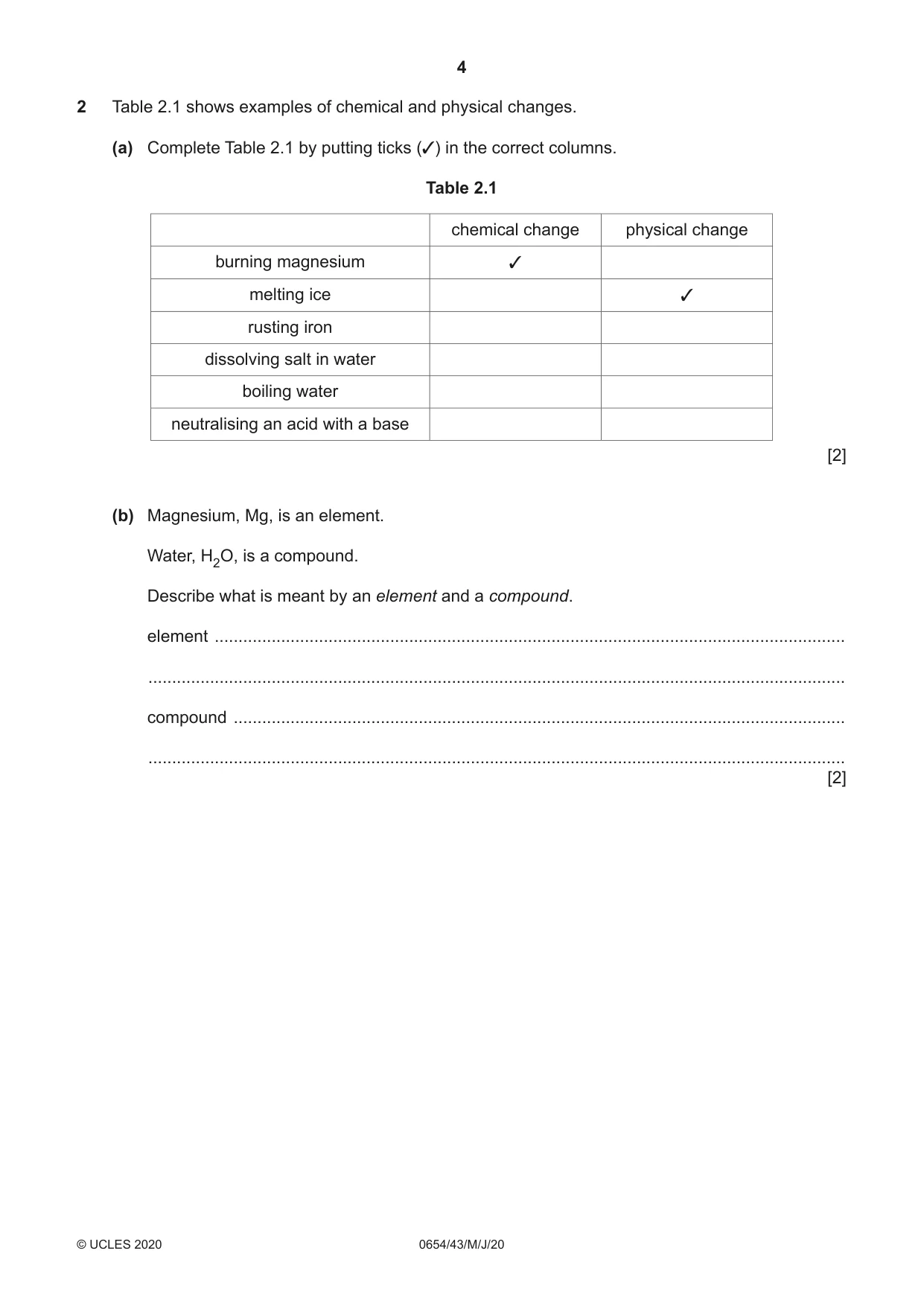 Cambridge IGCSE Sciences - Co-ordinated (Double) 0654 2020 May/June Paper 4 · Variant 3 question paper, page 4 of 28