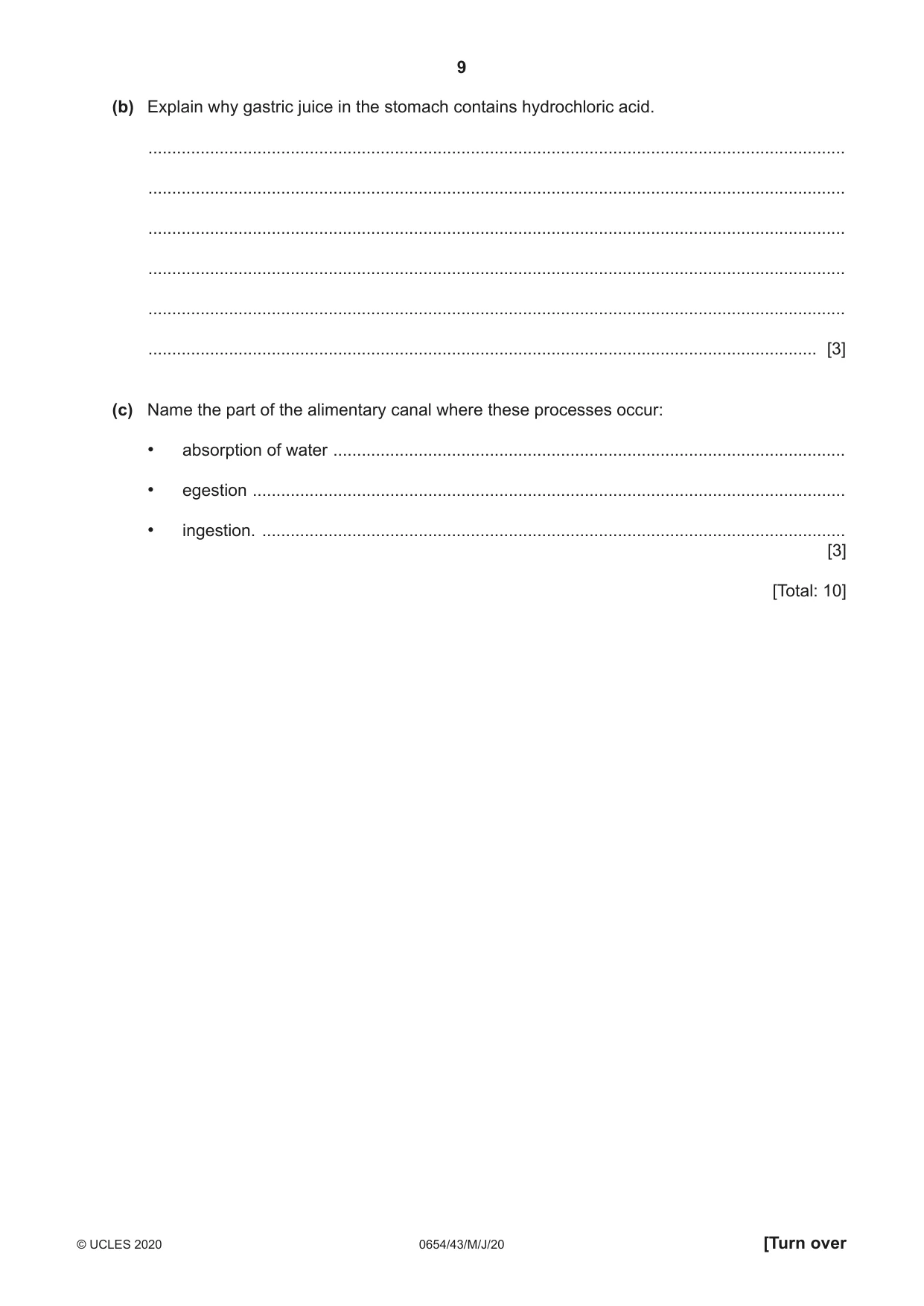 Cambridge IGCSE Sciences - Co-ordinated (Double) 0654 2020 May/June Paper 4 · Variant 3 question paper, page 9 of 28