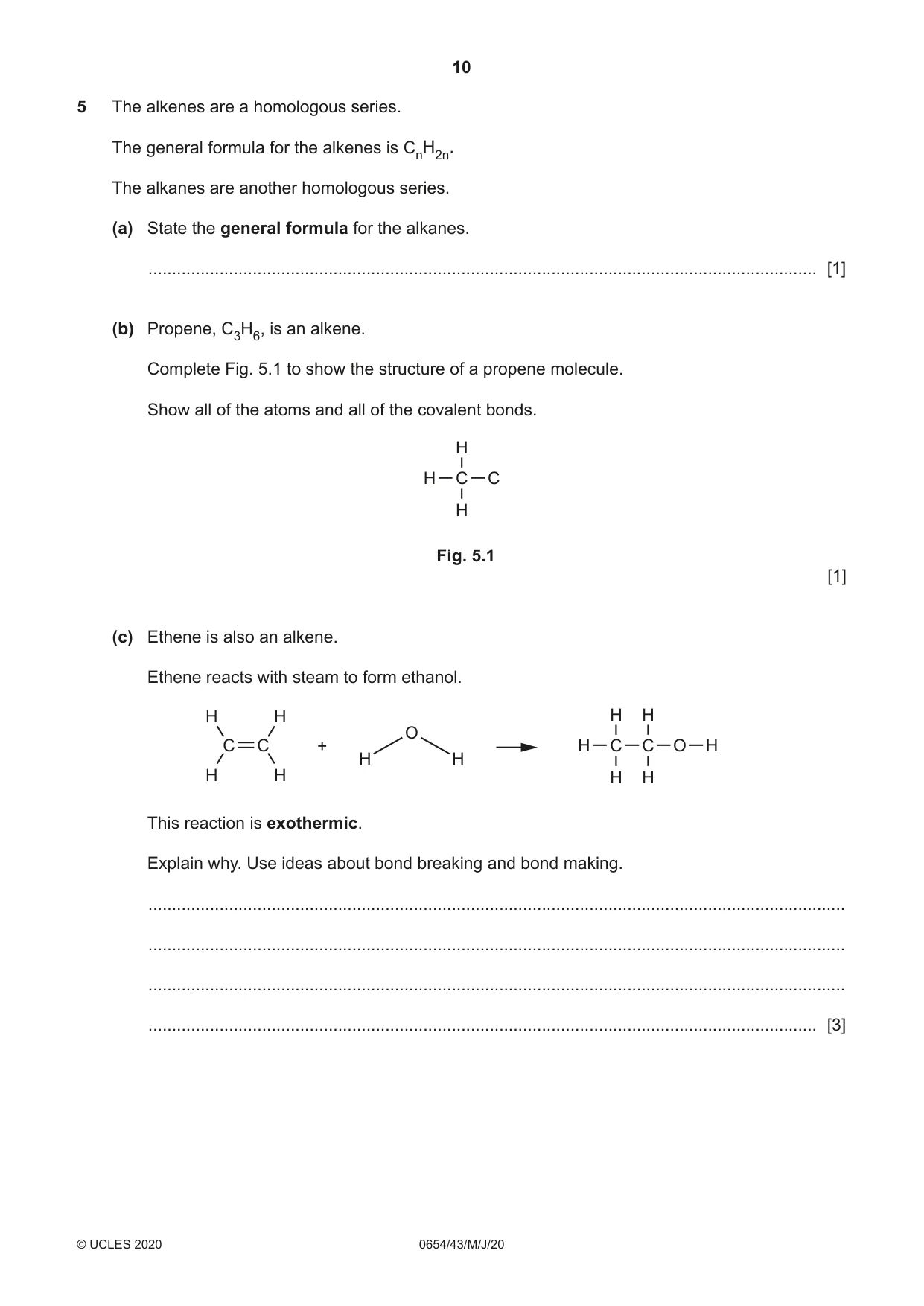 Cambridge IGCSE Sciences - Co-ordinated (Double) 0654 2020 May/June Paper 4 · Variant 3 question paper, page 10 of 28
