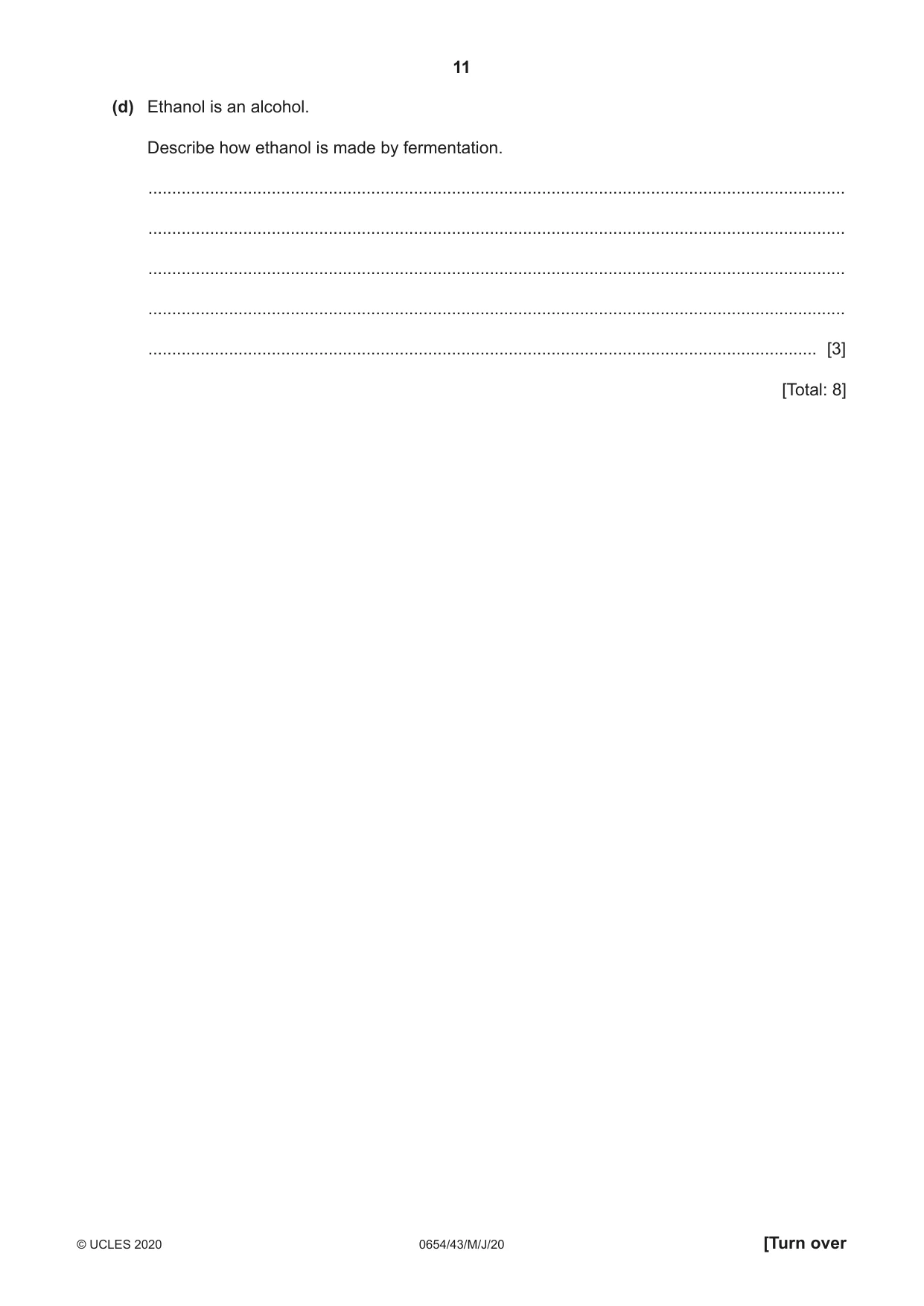 Cambridge IGCSE Sciences - Co-ordinated (Double) 0654 2020 May/June Paper 4 · Variant 3 question paper, page 11 of 28