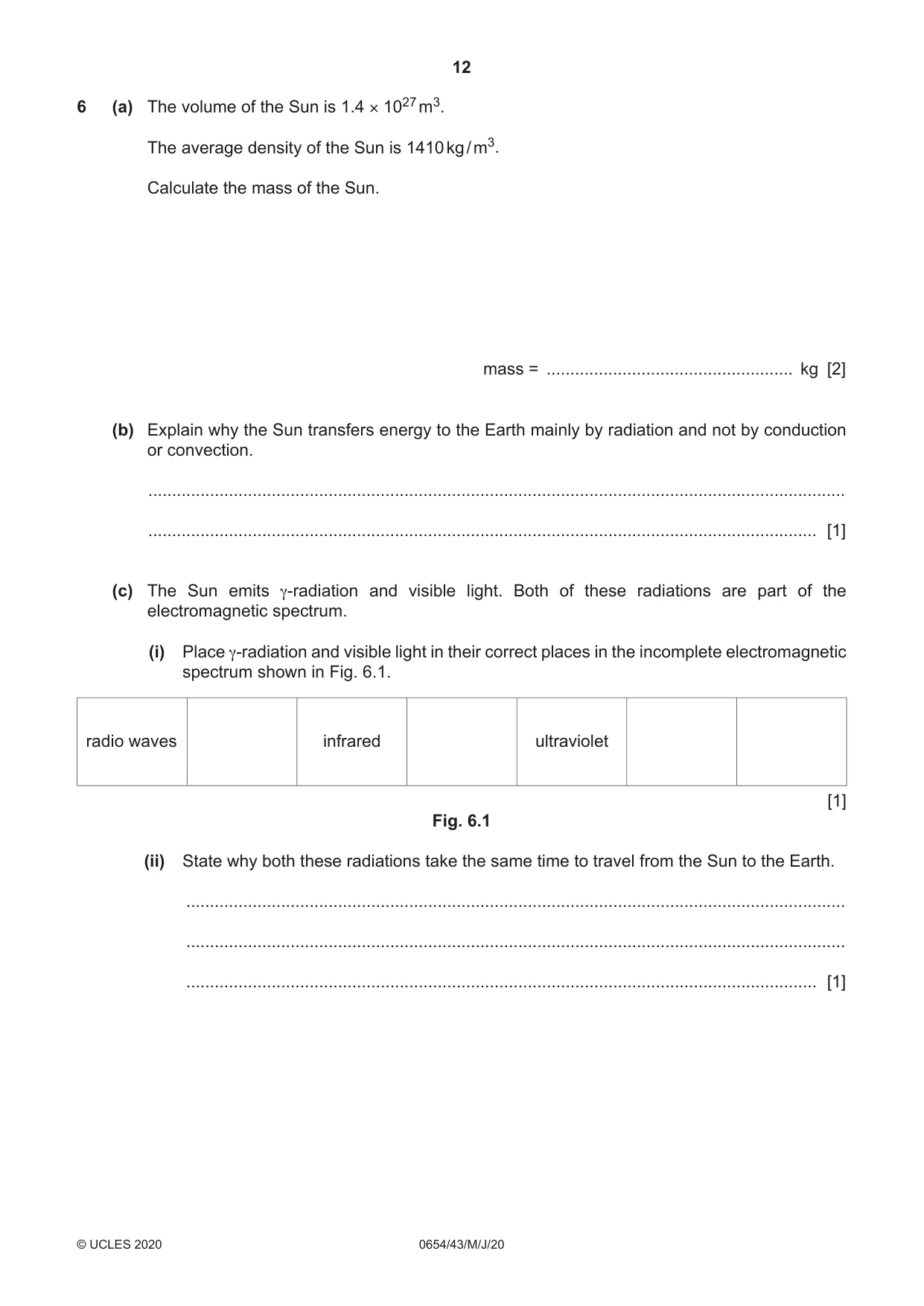 Cambridge IGCSE Sciences - Co-ordinated (Double) 0654 2020 May/June Paper 4 · Variant 3 question paper, page 12 of 28
