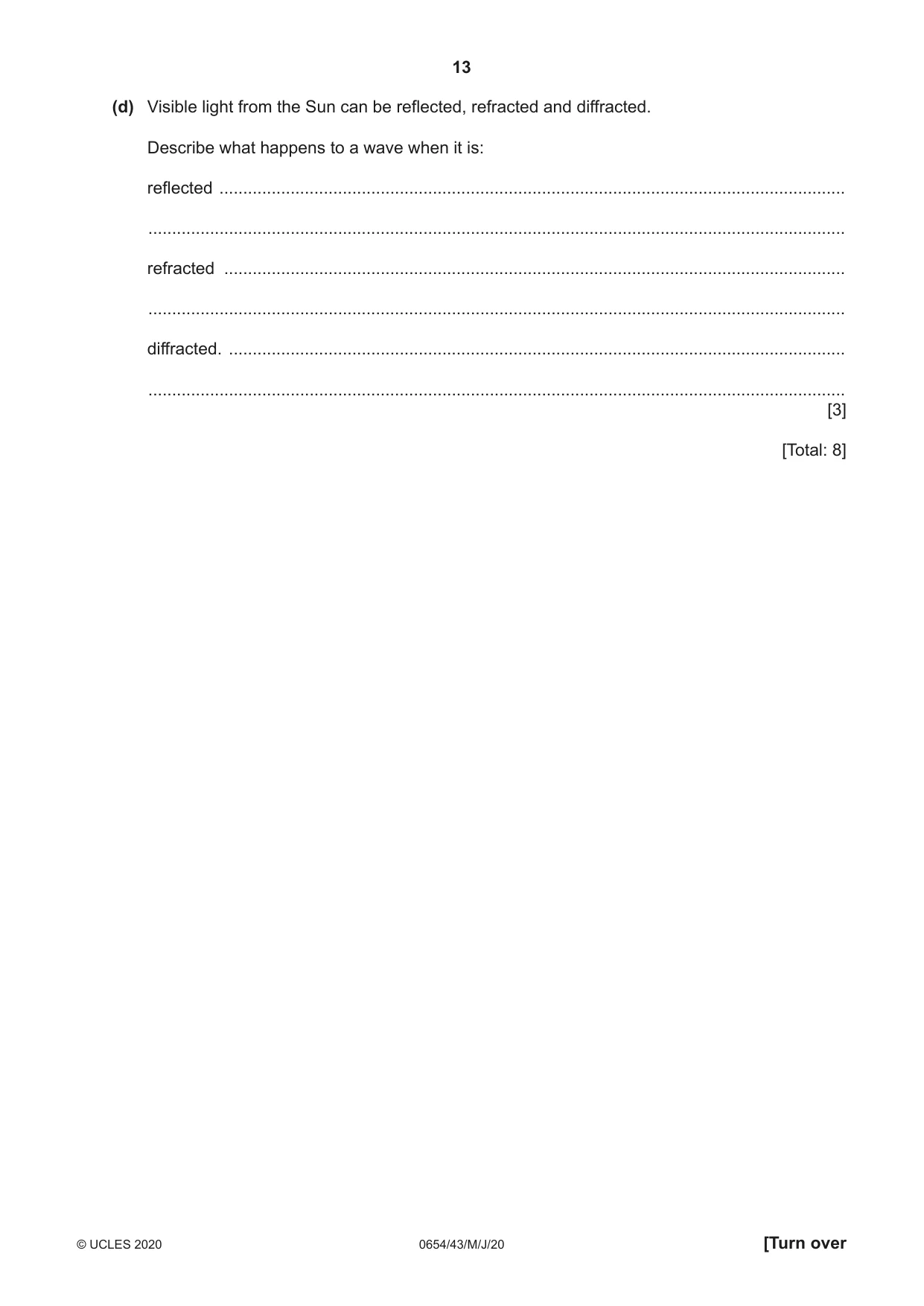 Cambridge IGCSE Sciences - Co-ordinated (Double) 0654 2020 May/June Paper 4 · Variant 3 question paper, page 13 of 28