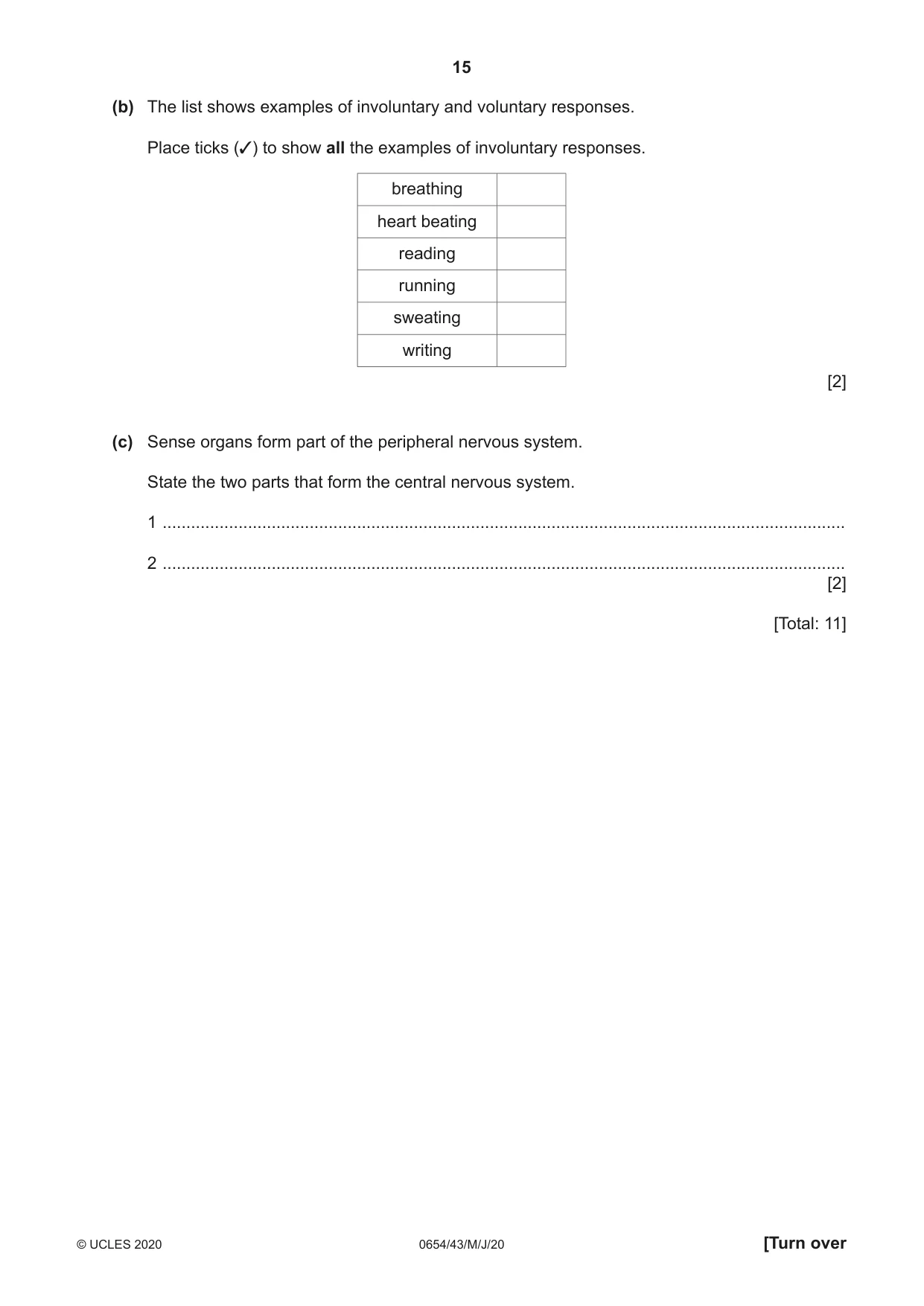 Cambridge IGCSE Sciences - Co-ordinated (Double) 0654 2020 May/June Paper 4 · Variant 3 question paper, page 15 of 28