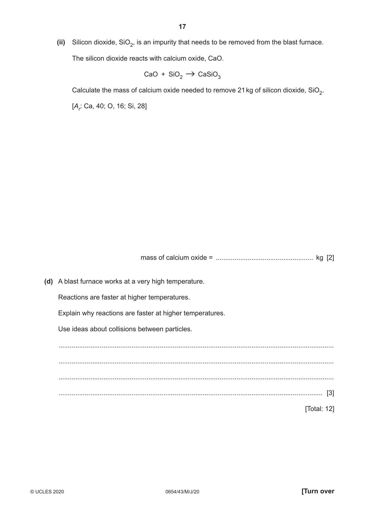 Cambridge IGCSE Sciences - Co-ordinated (Double) 0654 2020 May/June Paper 4 · Variant 3 question paper, page 17 of 28