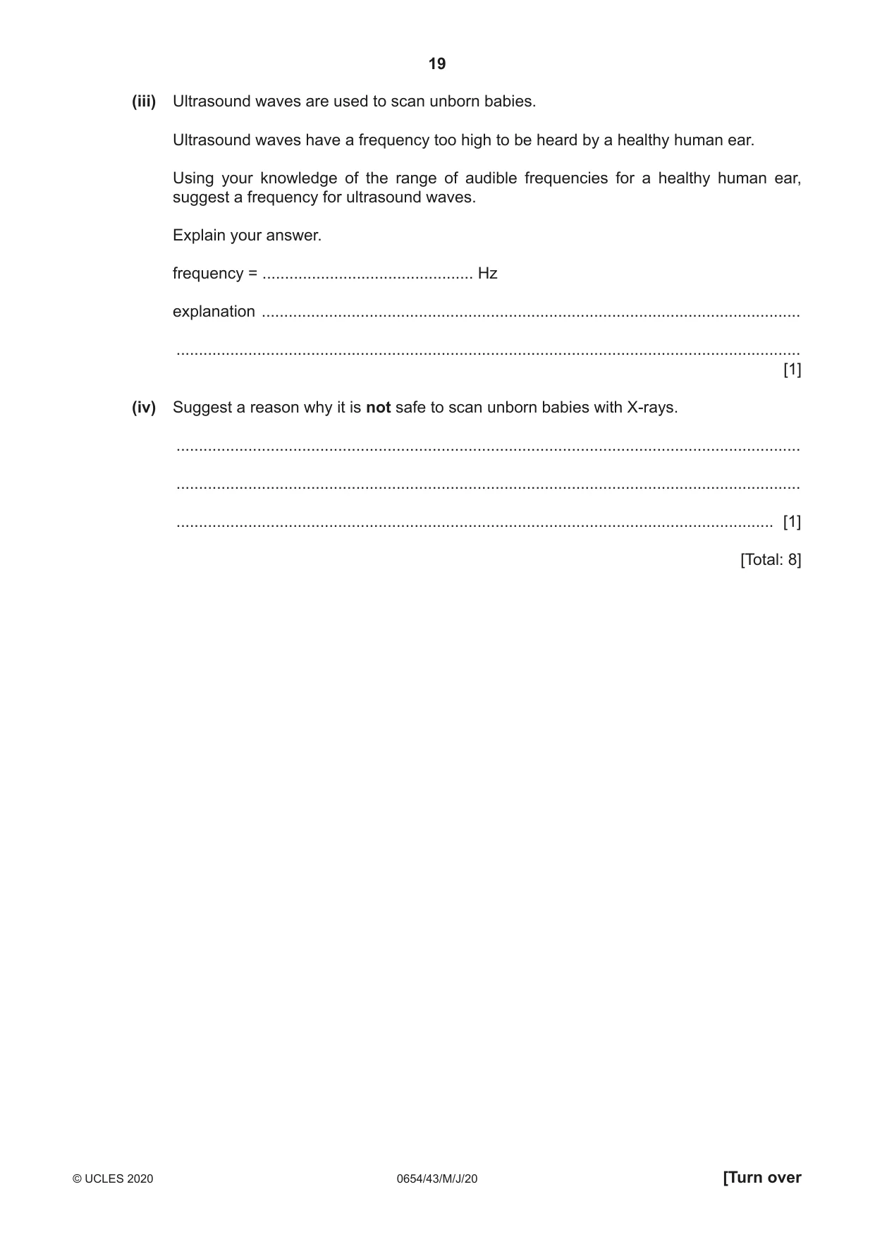 Cambridge IGCSE Sciences - Co-ordinated (Double) 0654 2020 May/June Paper 4 · Variant 3 question paper, page 19 of 28