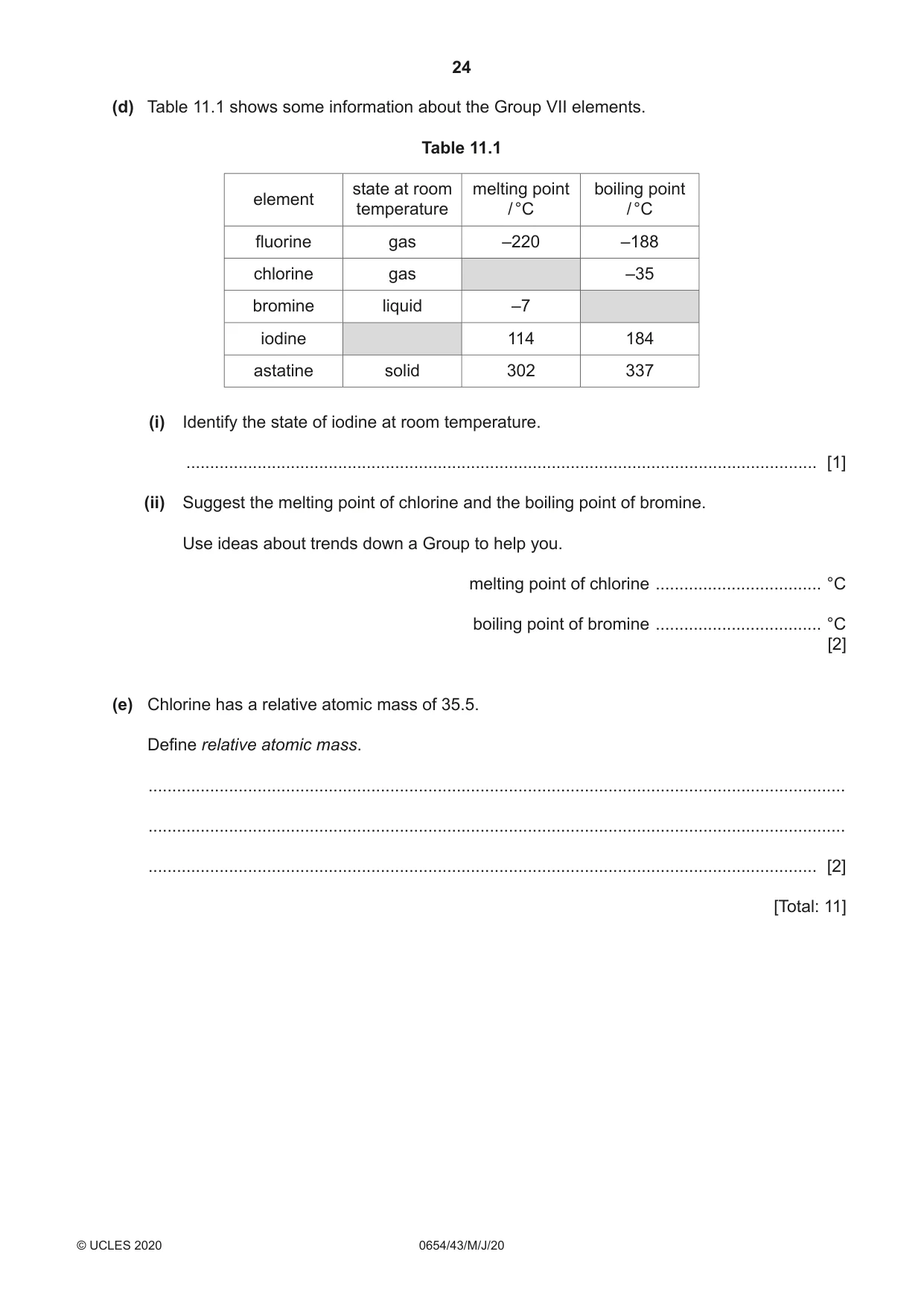 Cambridge IGCSE Sciences - Co-ordinated (Double) 0654 2020 May/June Paper 4 · Variant 3 question paper, page 24 of 28