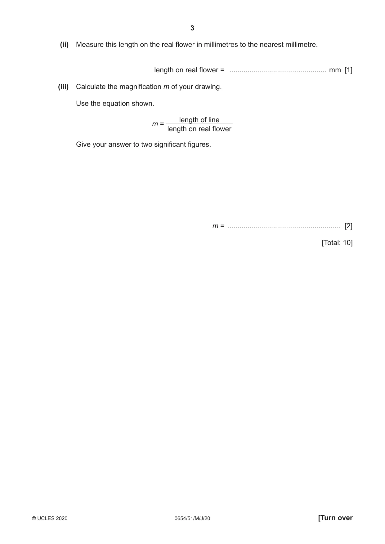 Cambridge IGCSE Sciences - Co-ordinated (Double) 0654 2020 May/June Paper 5 · Variant 1 question paper, page 3 of 16