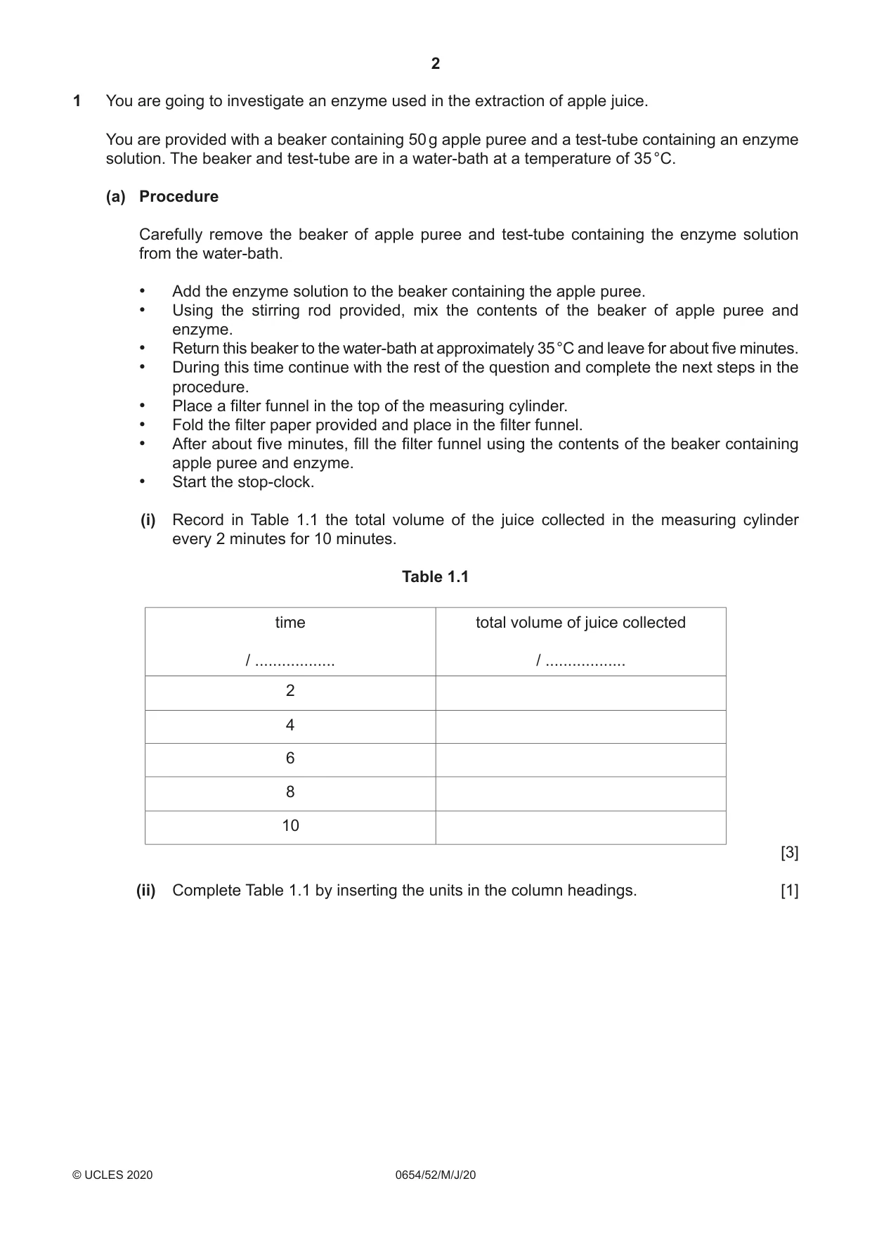Cambridge IGCSE Sciences - Co-ordinated (Double) 0654 2020 May/June Paper 5 · Variant 2 question paper, page 2 of 16