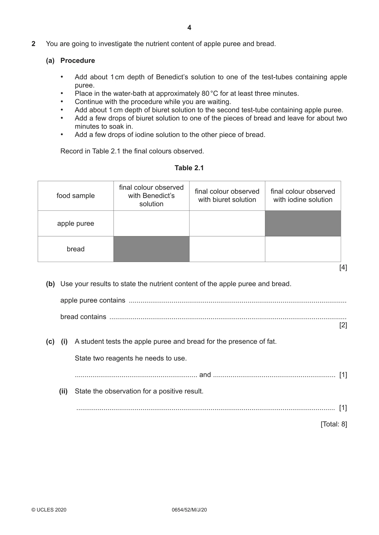 Cambridge IGCSE Sciences - Co-ordinated (Double) 0654 2020 May/June Paper 5 · Variant 2 question paper, page 4 of 16