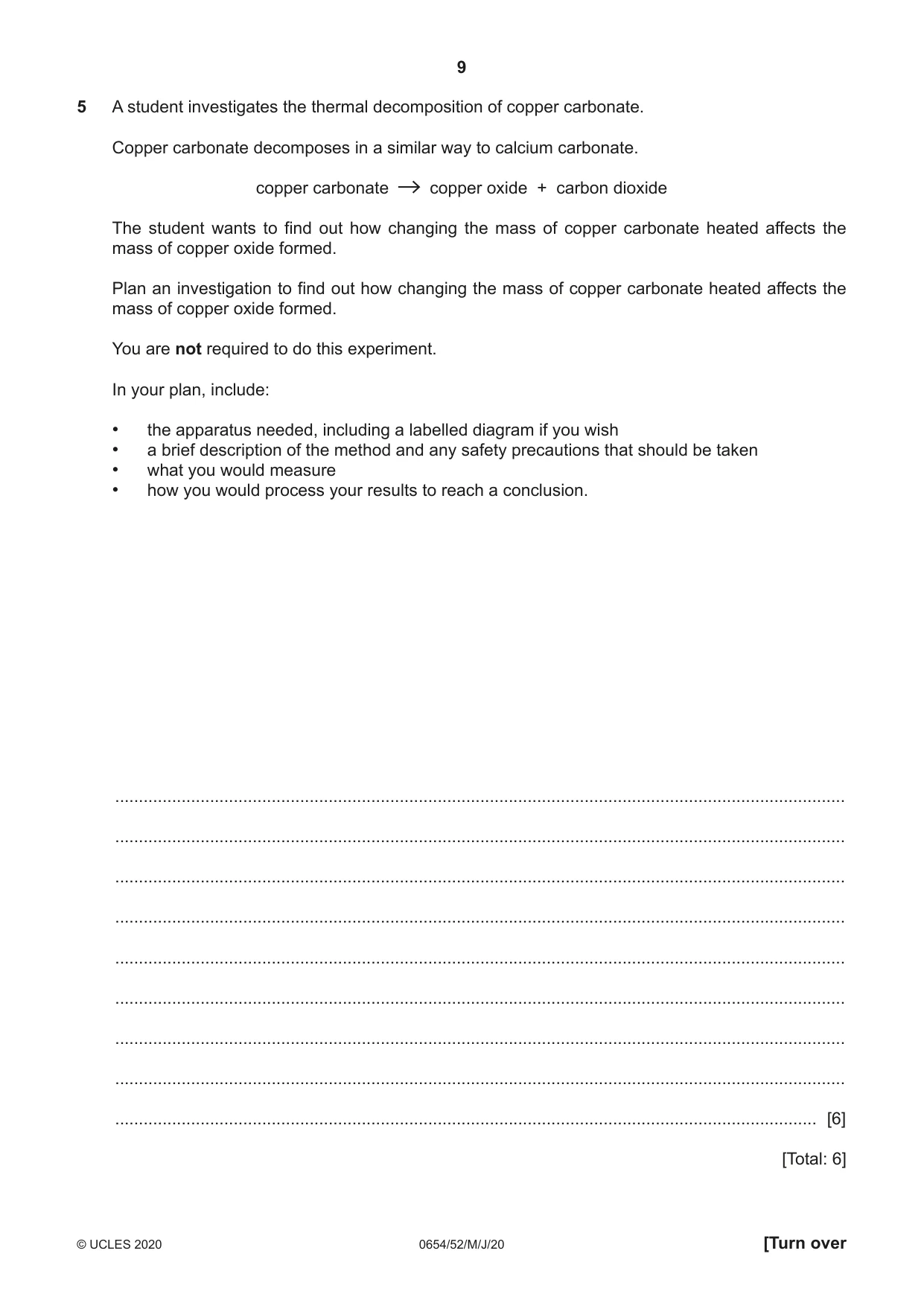 Cambridge IGCSE Sciences - Co-ordinated (Double) 0654 2020 May/June Paper 5 · Variant 2 question paper, page 9 of 16