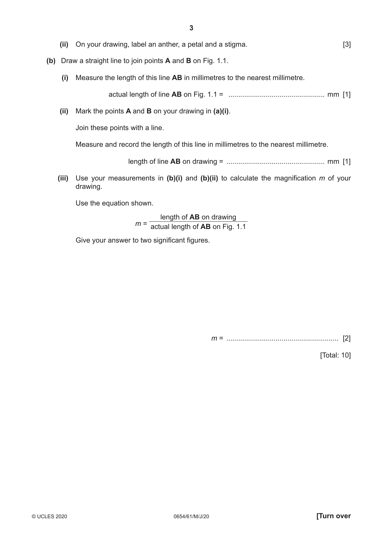 Cambridge IGCSE Sciences - Co-ordinated (Double) 0654 2020 May/June Paper 6 · Variant 1 question paper, page 3 of 16