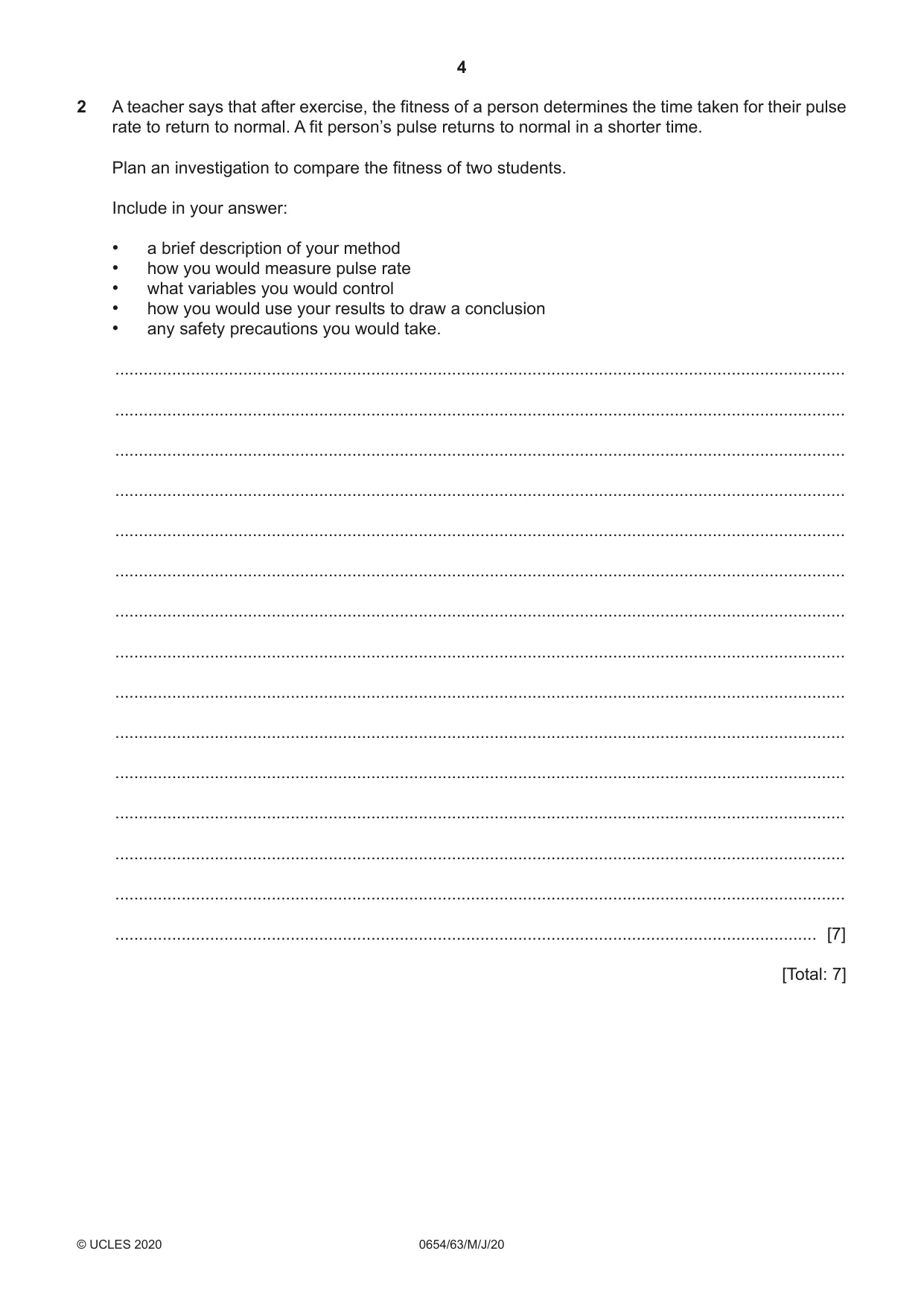 Cambridge IGCSE Sciences - Co-ordinated (Double) 0654 2020 May/June Paper 6 · Variant 3 question paper, page 4 of 16