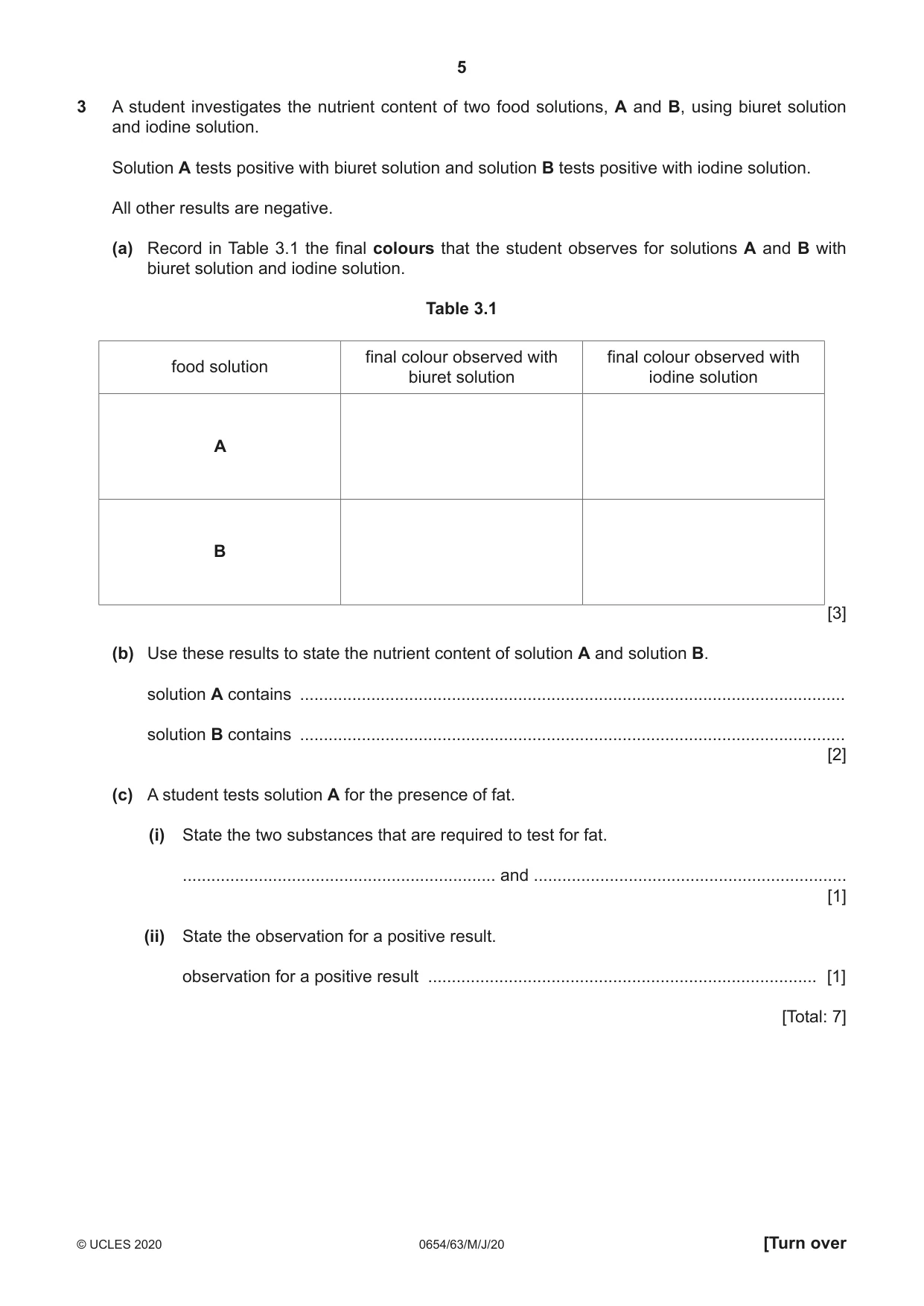 Cambridge IGCSE Sciences - Co-ordinated (Double) 0654 2020 May/June Paper 6 · Variant 3 question paper, page 5 of 16