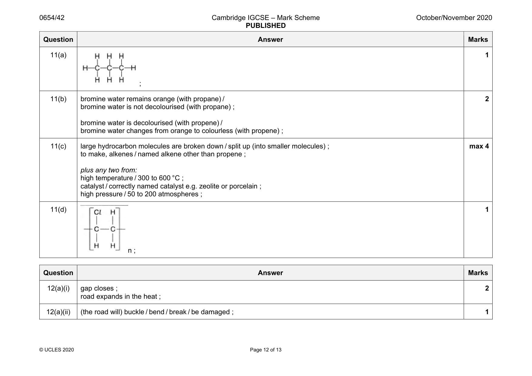 Mark scheme, page 12 of 13