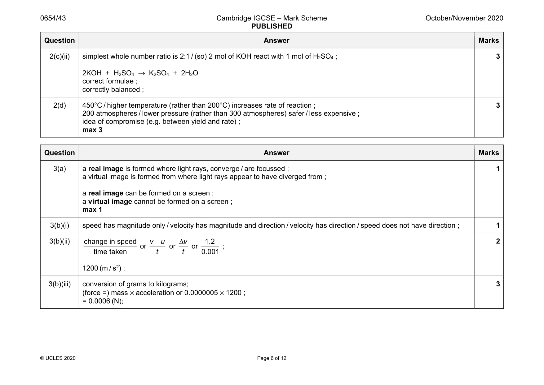 Mark scheme, page 6 of 12