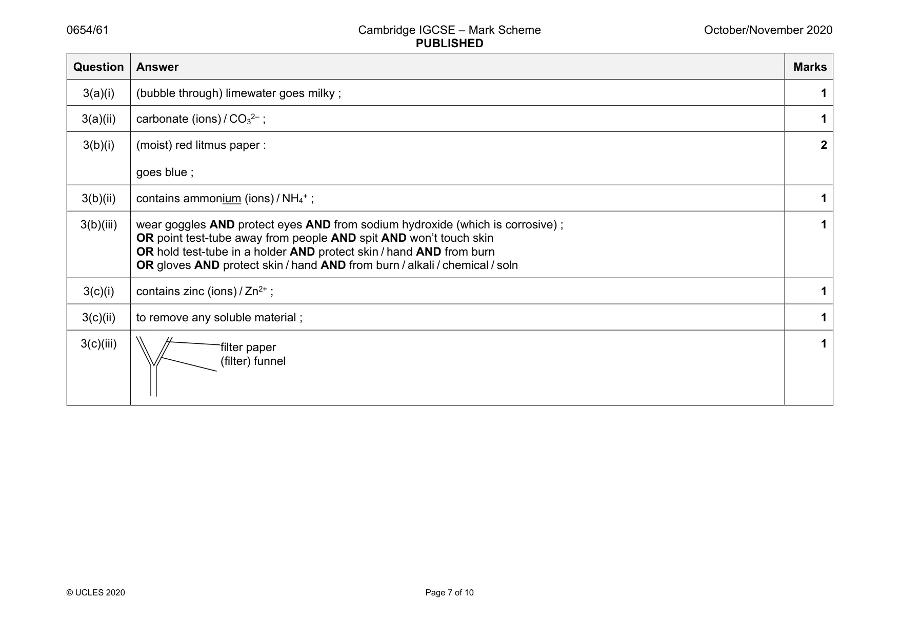Mark scheme, page 7 of 10