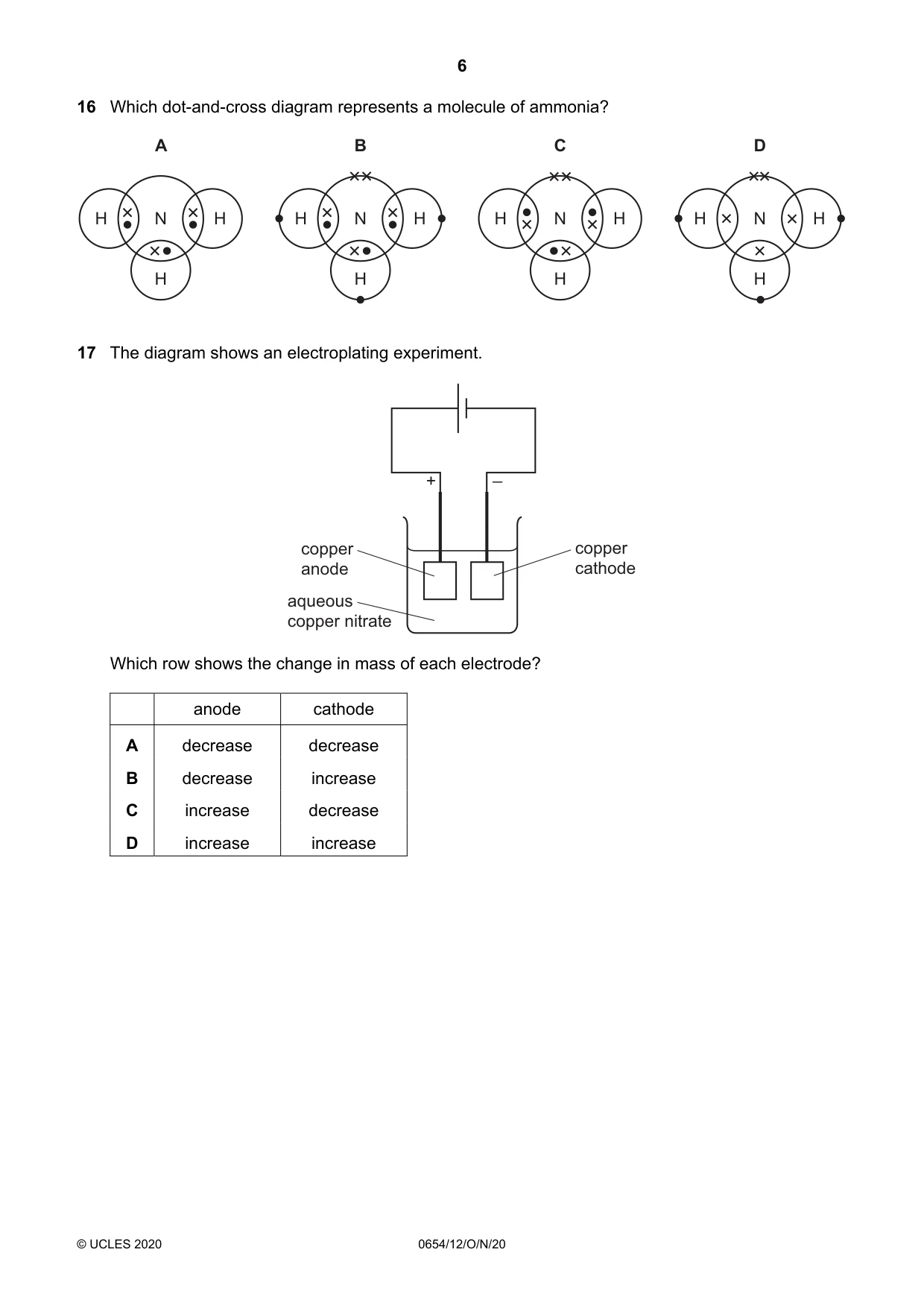 Cambridge IGCSE Sciences - Co-ordinated (Double) 0654 2020 Oct/Nov Paper 1 · Variant 2 question paper, page 6 of 16