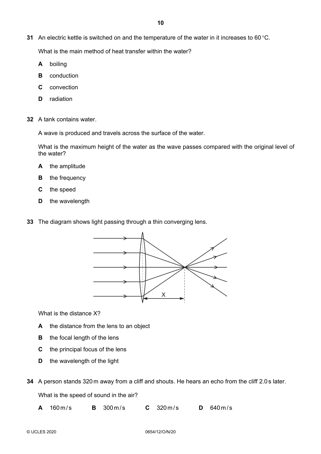 Cambridge IGCSE Sciences - Co-ordinated (Double) 0654 2020 Oct/Nov Paper 1 · Variant 2 question paper, page 10 of 16