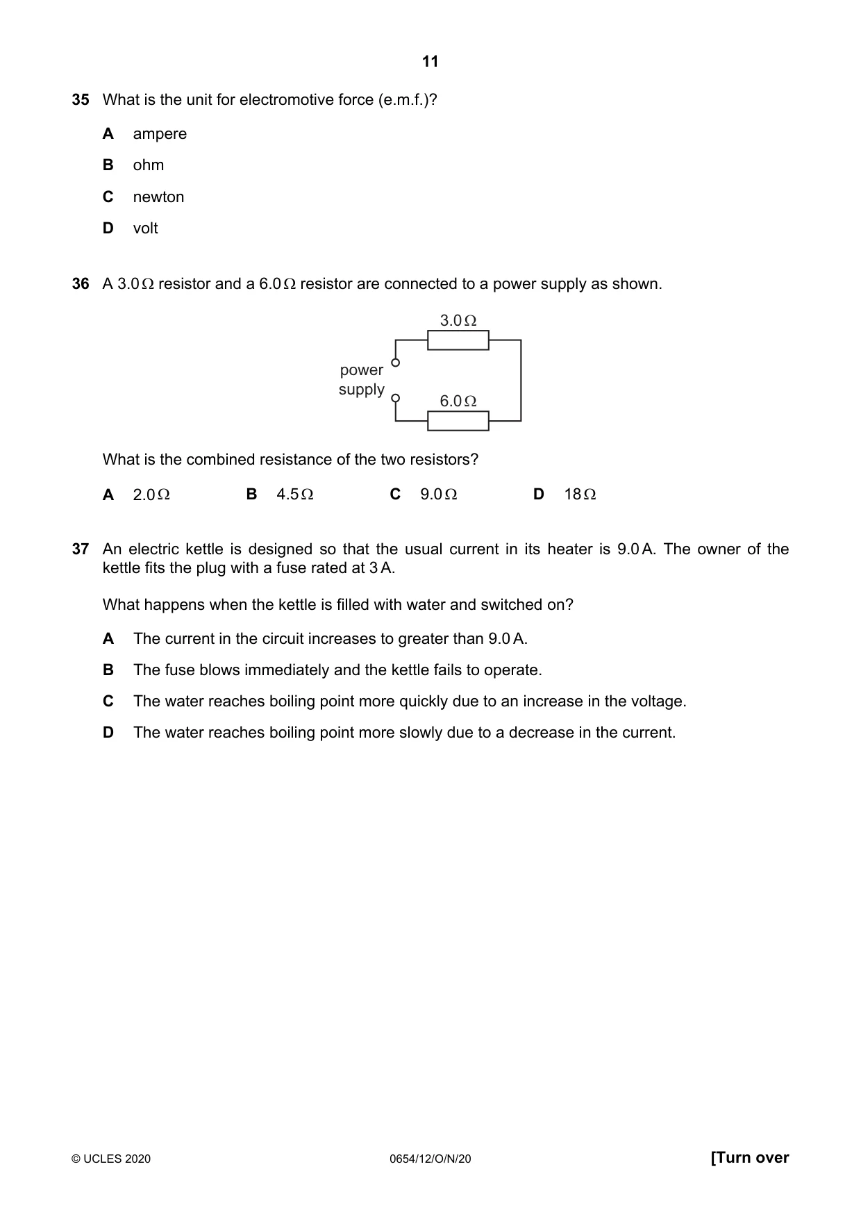 Cambridge IGCSE Sciences - Co-ordinated (Double) 0654 2020 Oct/Nov Paper 1 · Variant 2 question paper, page 11 of 16