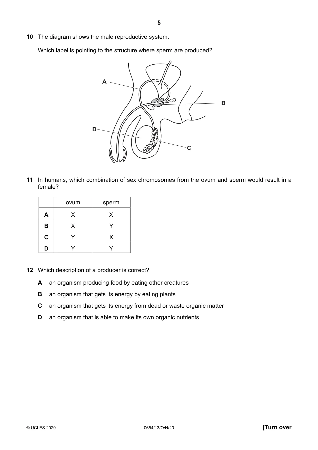 Cambridge IGCSE Sciences - Co-ordinated (Double) 0654 2020 Oct/Nov Paper 1 · Variant 3 question paper, page 5 of 16