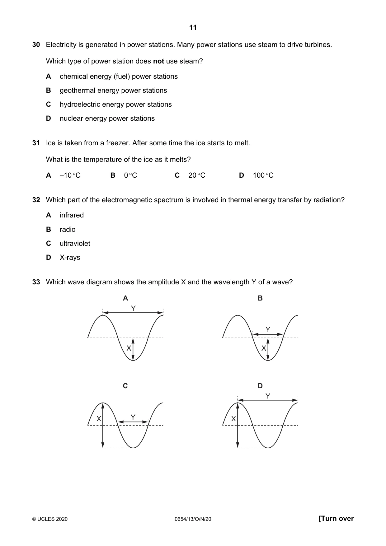 Cambridge IGCSE Sciences - Co-ordinated (Double) 0654 2020 Oct/Nov Paper 1 · Variant 3 question paper, page 11 of 16