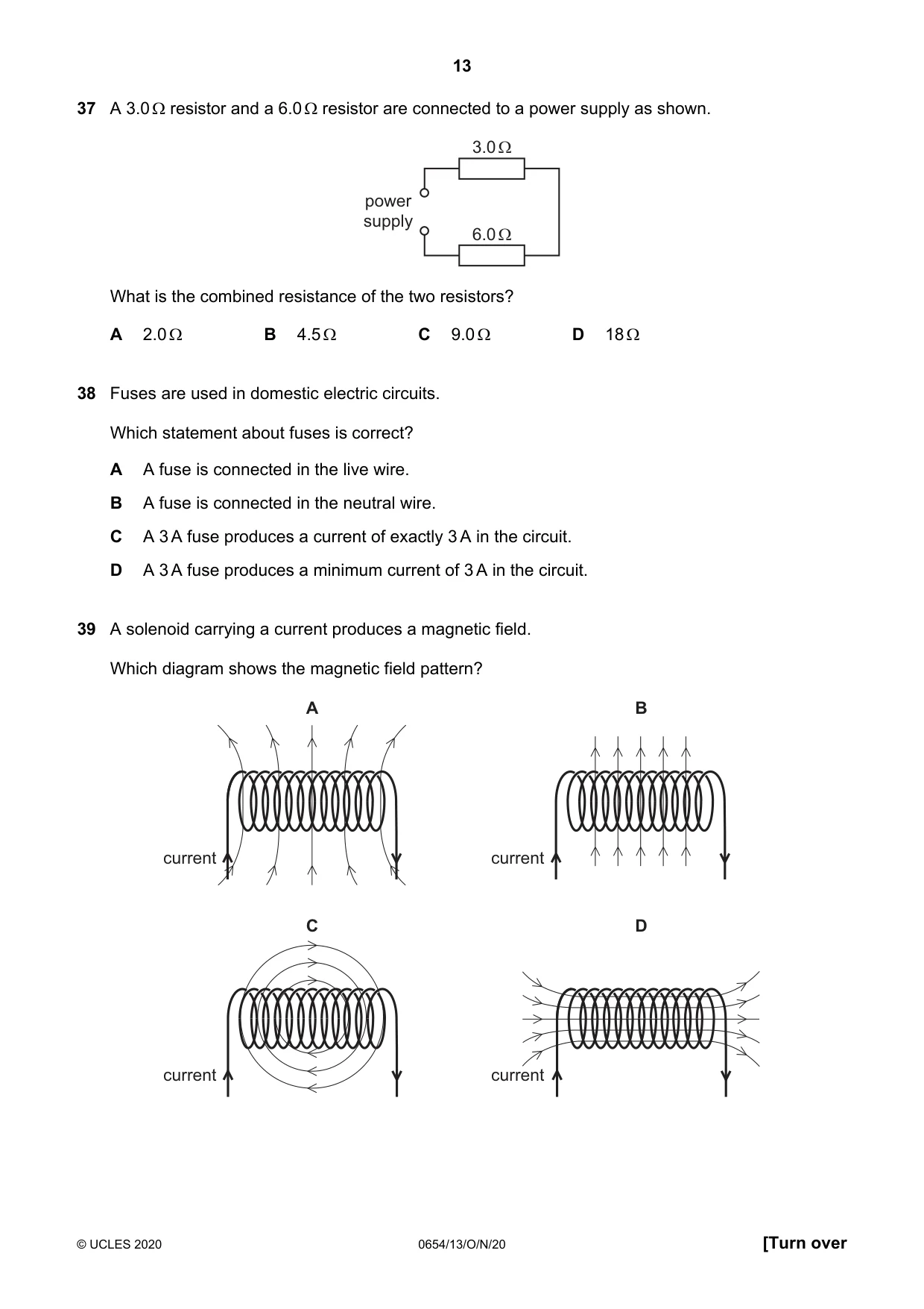 Cambridge IGCSE Sciences - Co-ordinated (Double) 0654 2020 Oct/Nov Paper 1 · Variant 3 question paper, page 13 of 16
