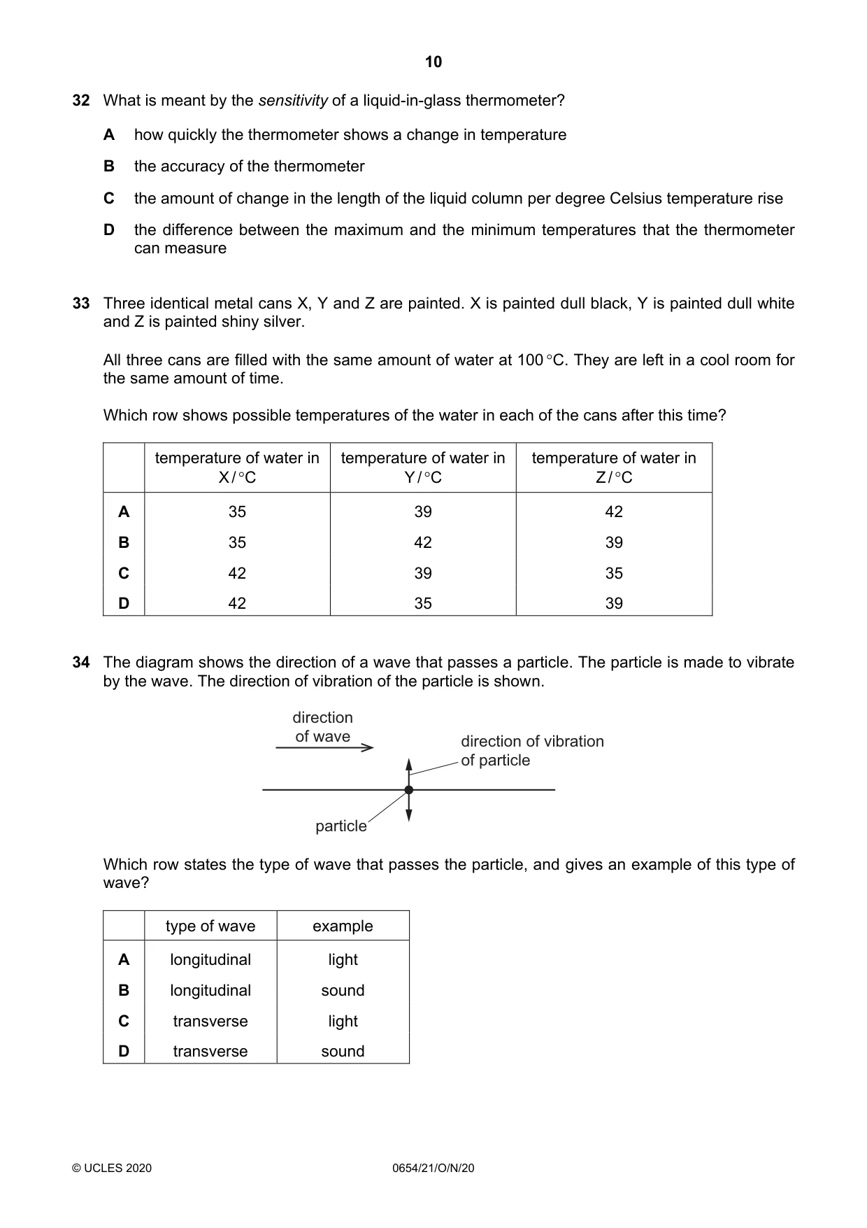 Cambridge IGCSE Sciences - Co-ordinated (Double) 0654 2020 Oct/Nov Paper 2 · Variant 1 question paper, page 10 of 16