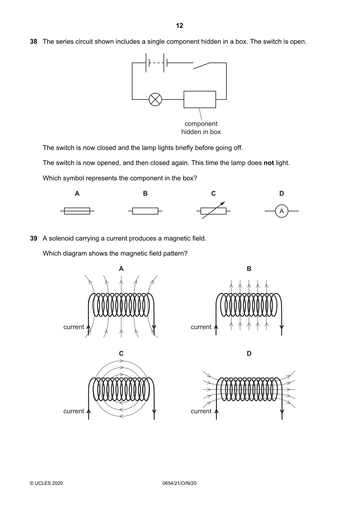 Cambridge IGCSE Sciences - Co-ordinated (Double) 0654 2020 Oct/Nov Paper 2 · Variant 1 question paper, page 12 of 16