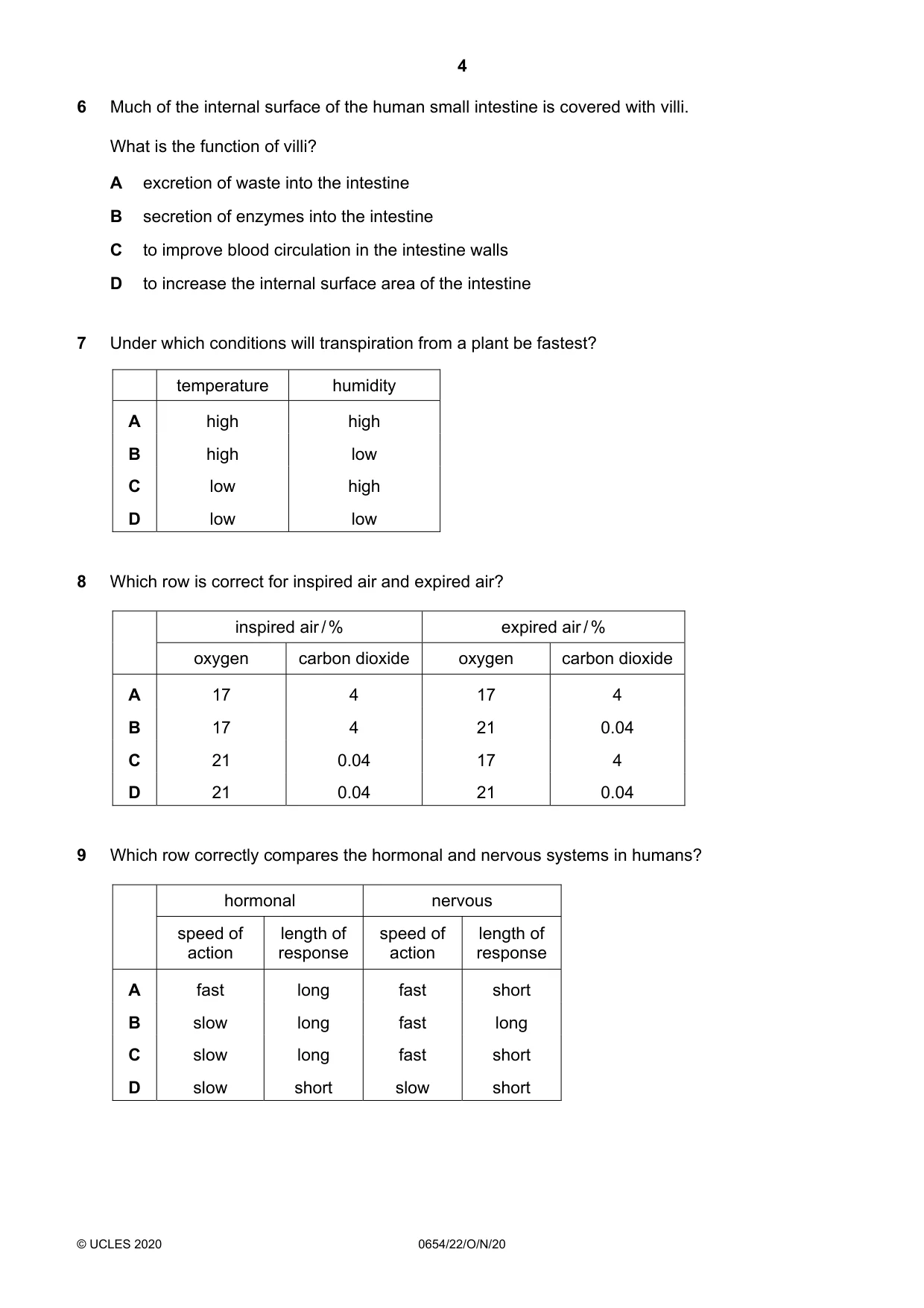 Cambridge IGCSE Sciences - Co-ordinated (Double) 0654 2020 Oct/Nov Paper 2 · Variant 2 question paper, page 4 of 16