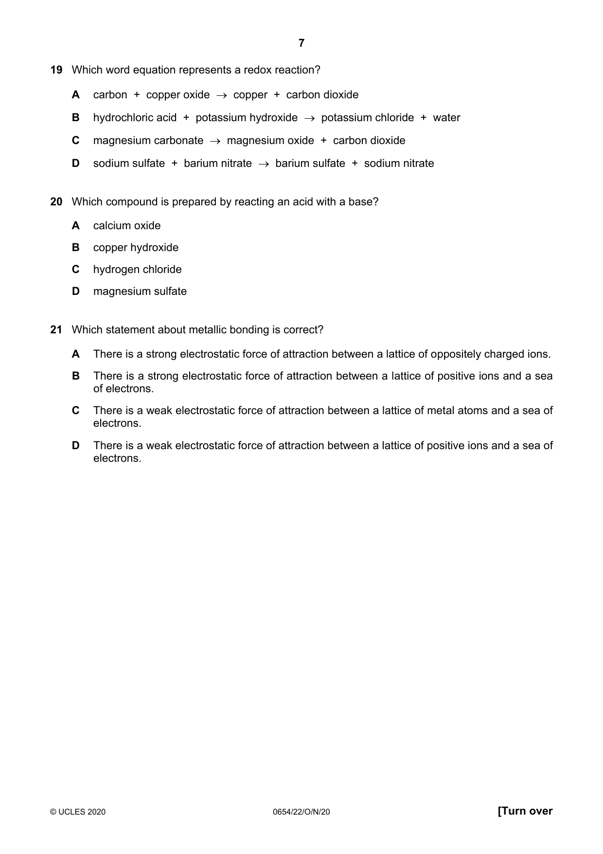 Cambridge IGCSE Sciences - Co-ordinated (Double) 0654 2020 Oct/Nov Paper 2 · Variant 2 question paper, page 7 of 16