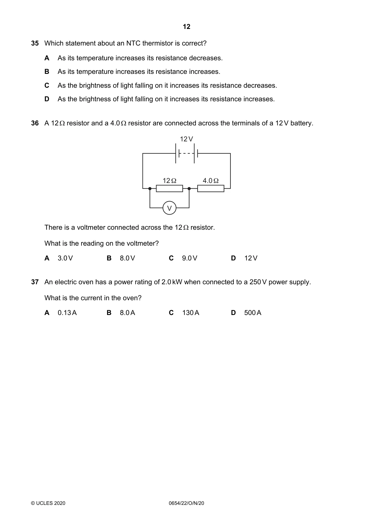 Cambridge IGCSE Sciences - Co-ordinated (Double) 0654 2020 Oct/Nov Paper 2 · Variant 2 question paper, page 12 of 16