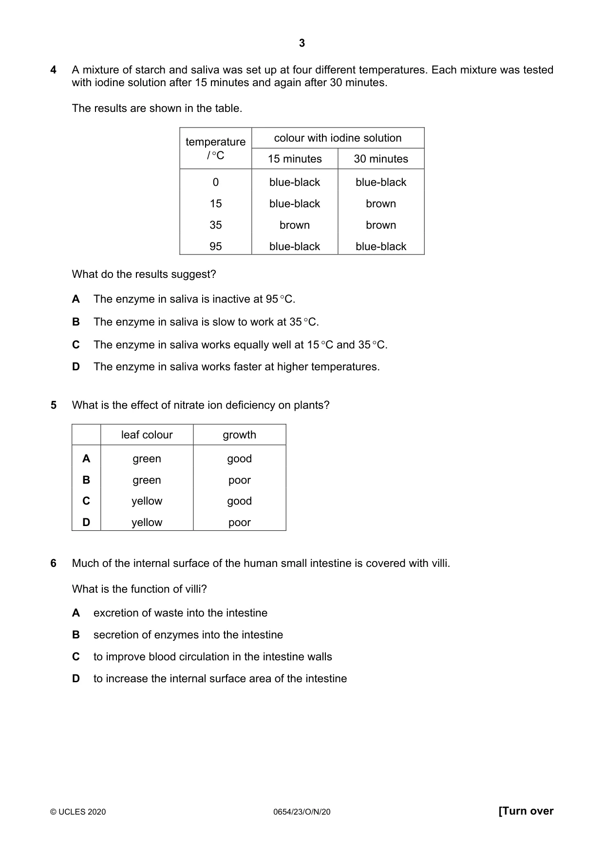 Cambridge IGCSE Sciences - Co-ordinated (Double) 0654 2020 Oct/Nov Paper 2 · Variant 3 question paper, page 3 of 16