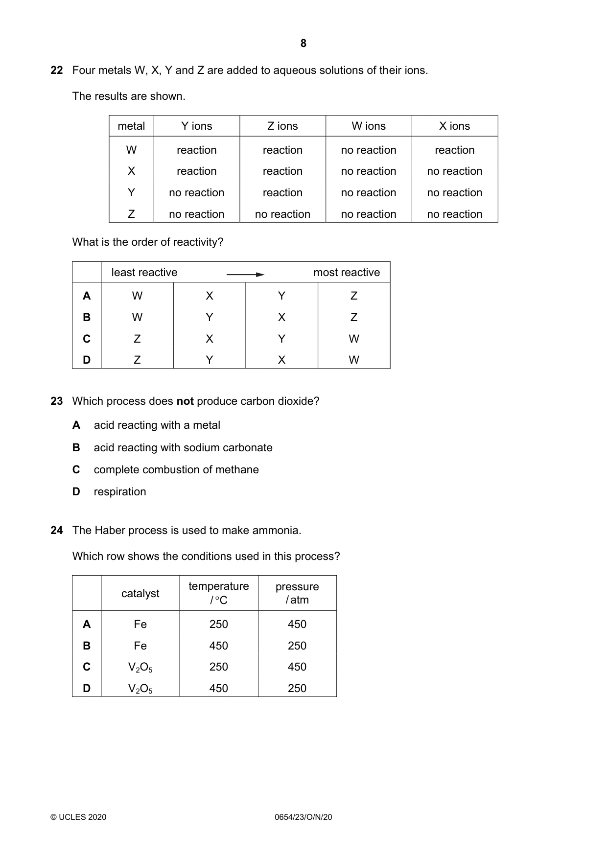 Cambridge IGCSE Sciences - Co-ordinated (Double) 0654 2020 Oct/Nov Paper 2 · Variant 3 question paper, page 8 of 16