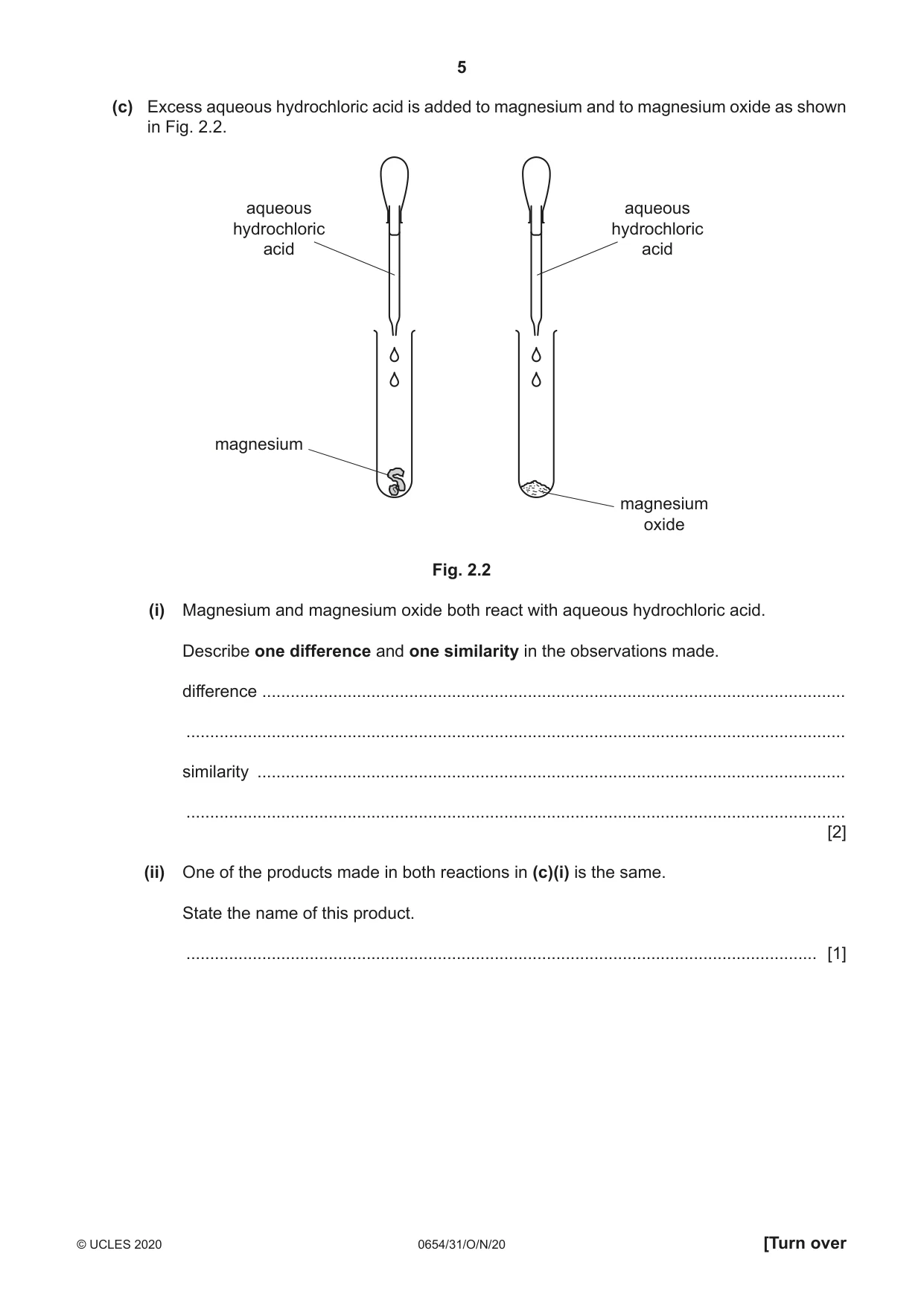 Cambridge IGCSE Sciences - Co-ordinated (Double) 0654 2020 Oct/Nov Paper 3 · Variant 1 question paper, page 5 of 32