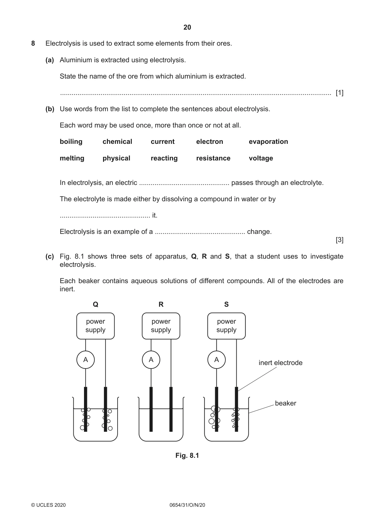 Cambridge IGCSE Sciences - Co-ordinated (Double) 0654 2020 Oct/Nov Paper 3 · Variant 1 question paper, page 20 of 32