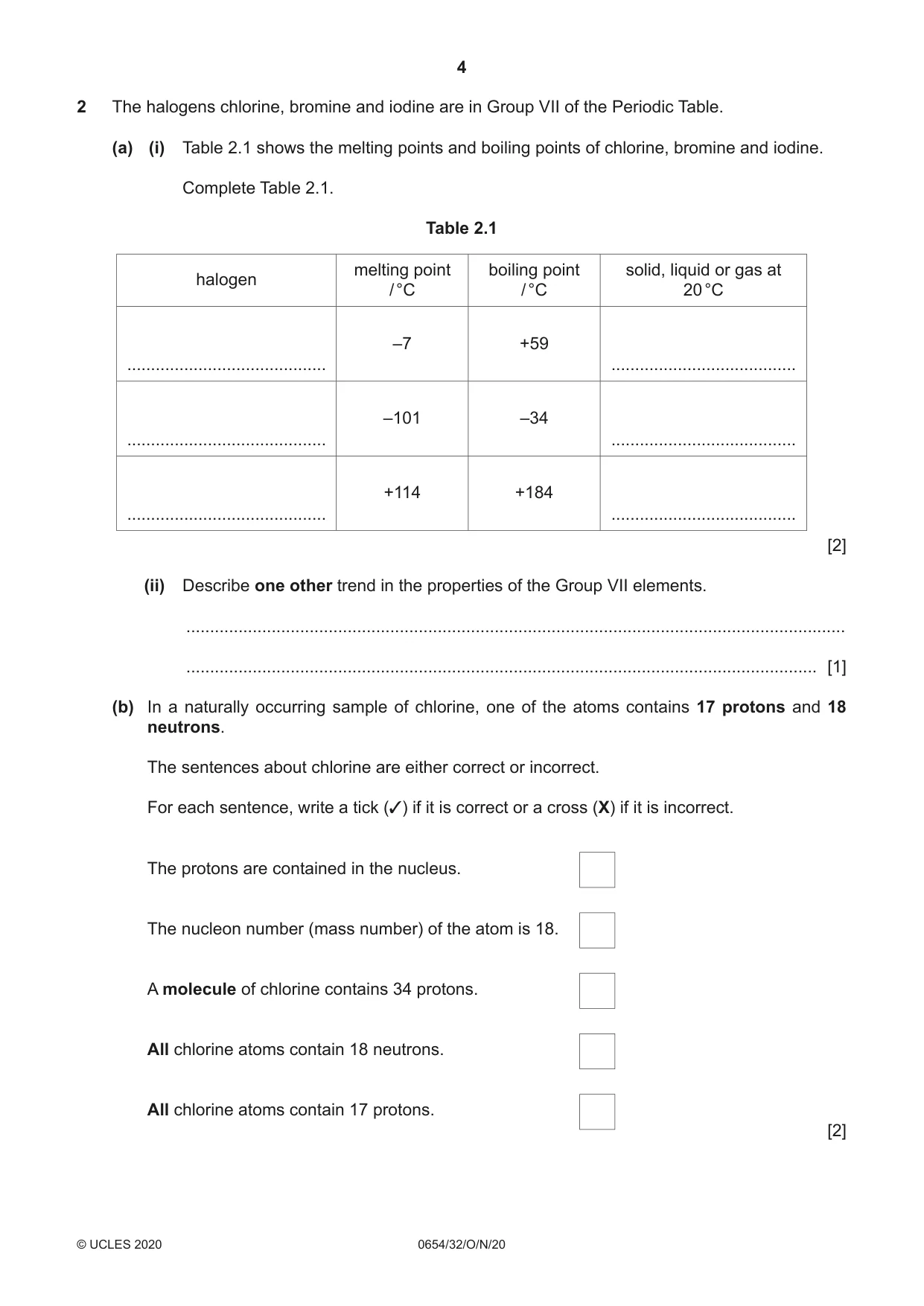 Cambridge IGCSE Sciences - Co-ordinated (Double) 0654 2020 Oct/Nov Paper 3 · Variant 2 question paper, page 4 of 32