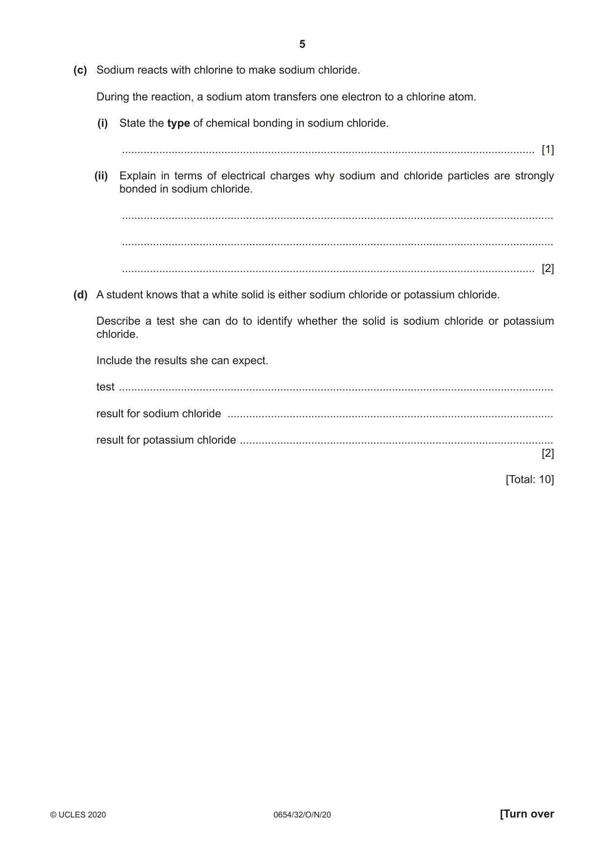 Cambridge IGCSE Sciences - Co-ordinated (Double) 0654 2020 Oct/Nov Paper 3 · Variant 2 question paper, page 5 of 32